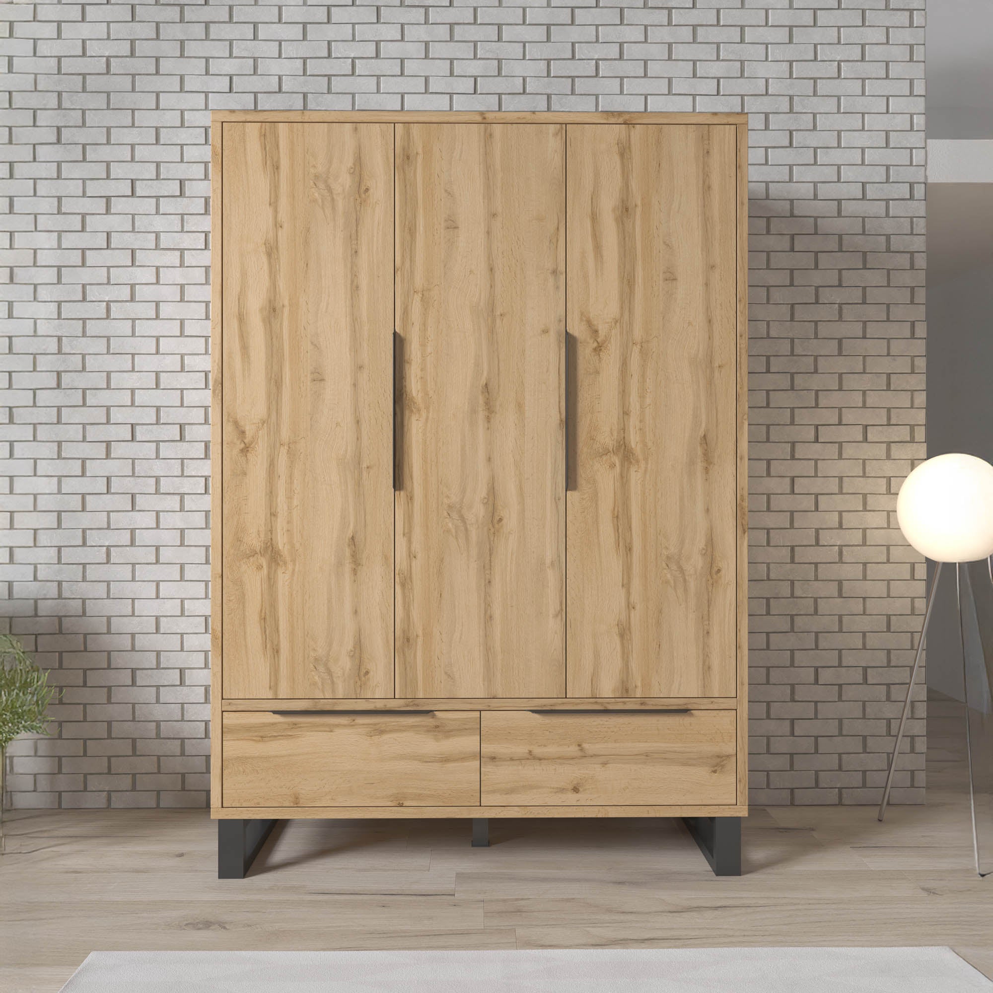 Harlow - Kledingkast 3-deurs - Eiken - 145x60x210 cm