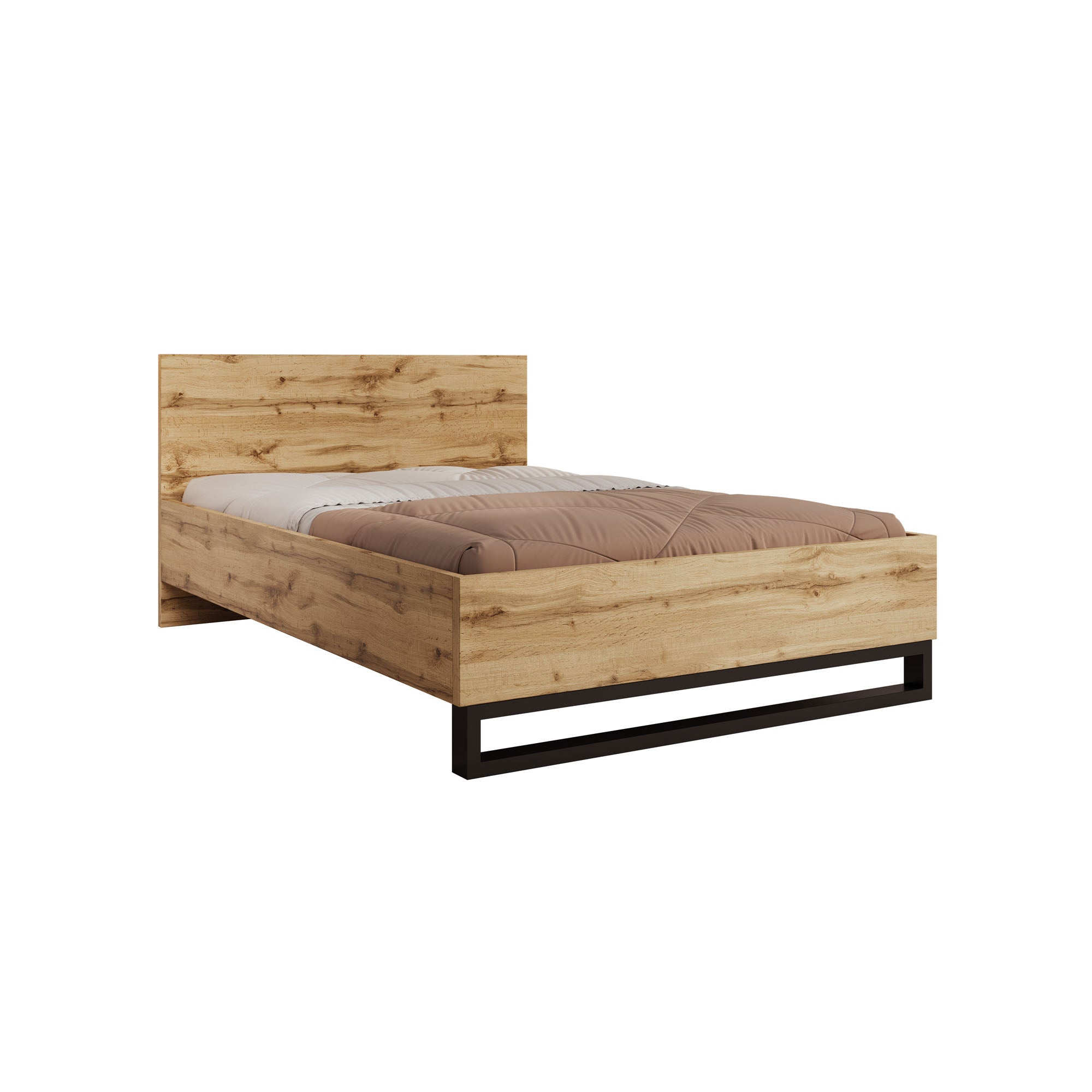 Harlow - Tweepersoonsbed - Eiken - 140x200 cm