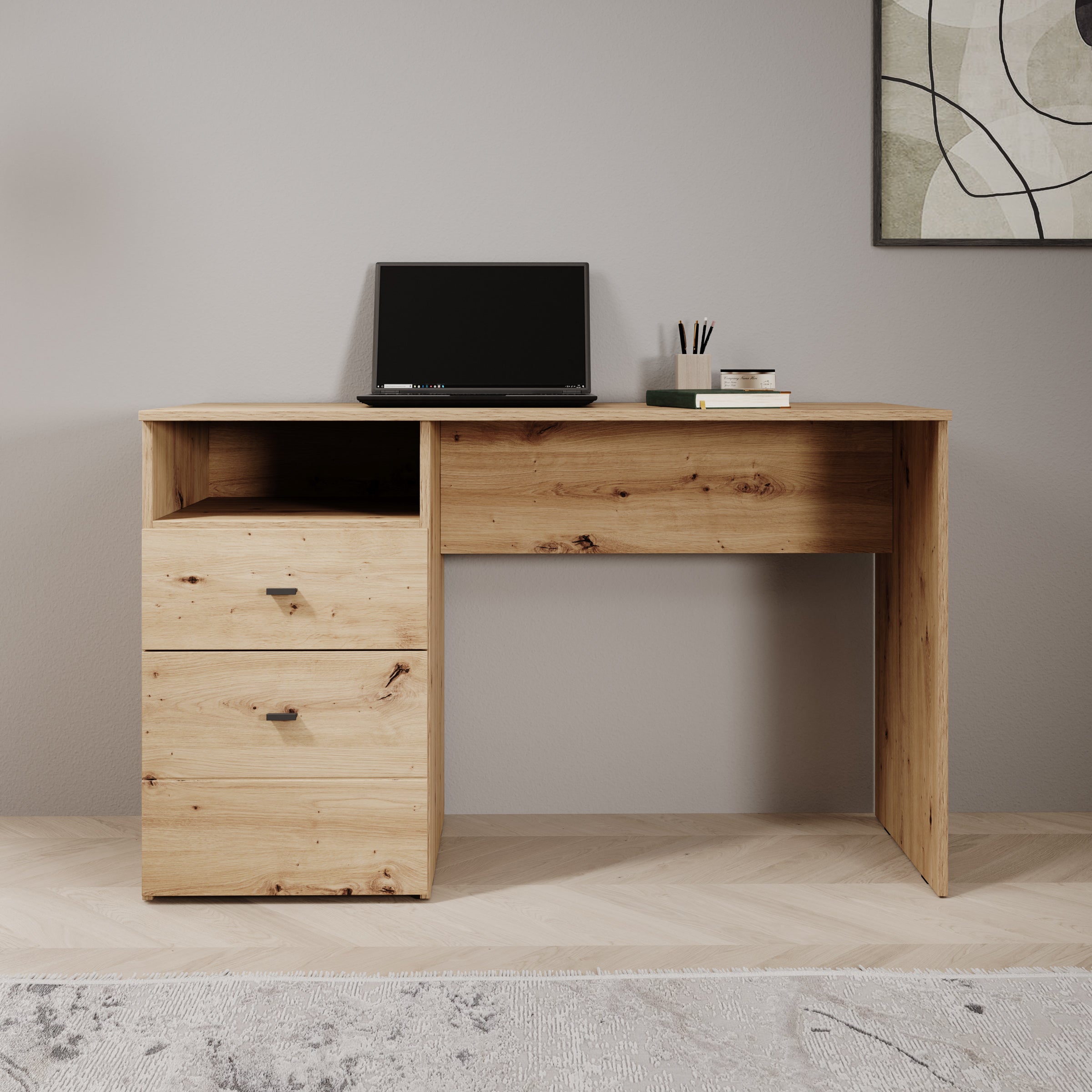 Haroa - Bureau - Eikenpatroon - 127x51x77 cm
