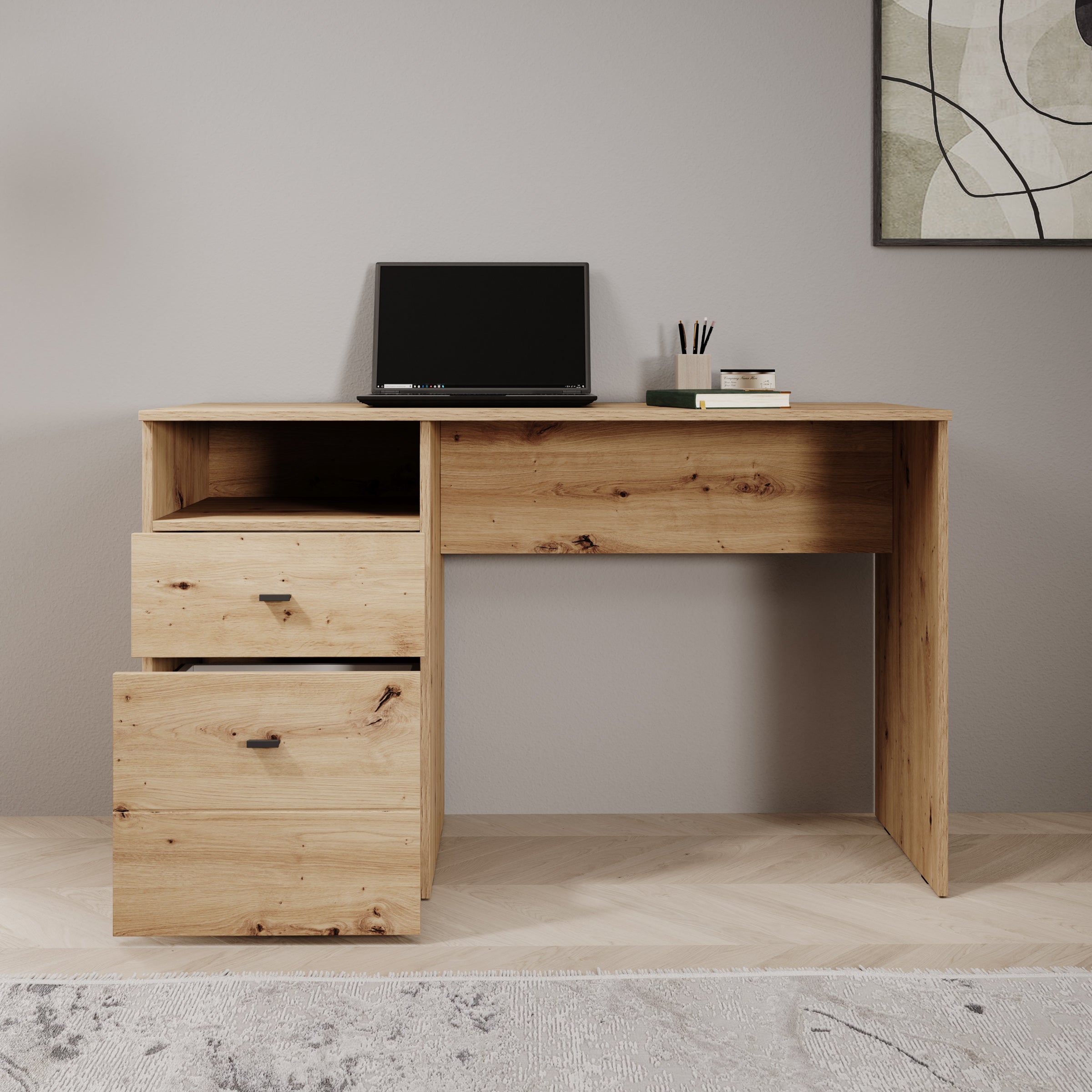 Haroa - Bureau - Eikenpatroon - 127x51x77 cm