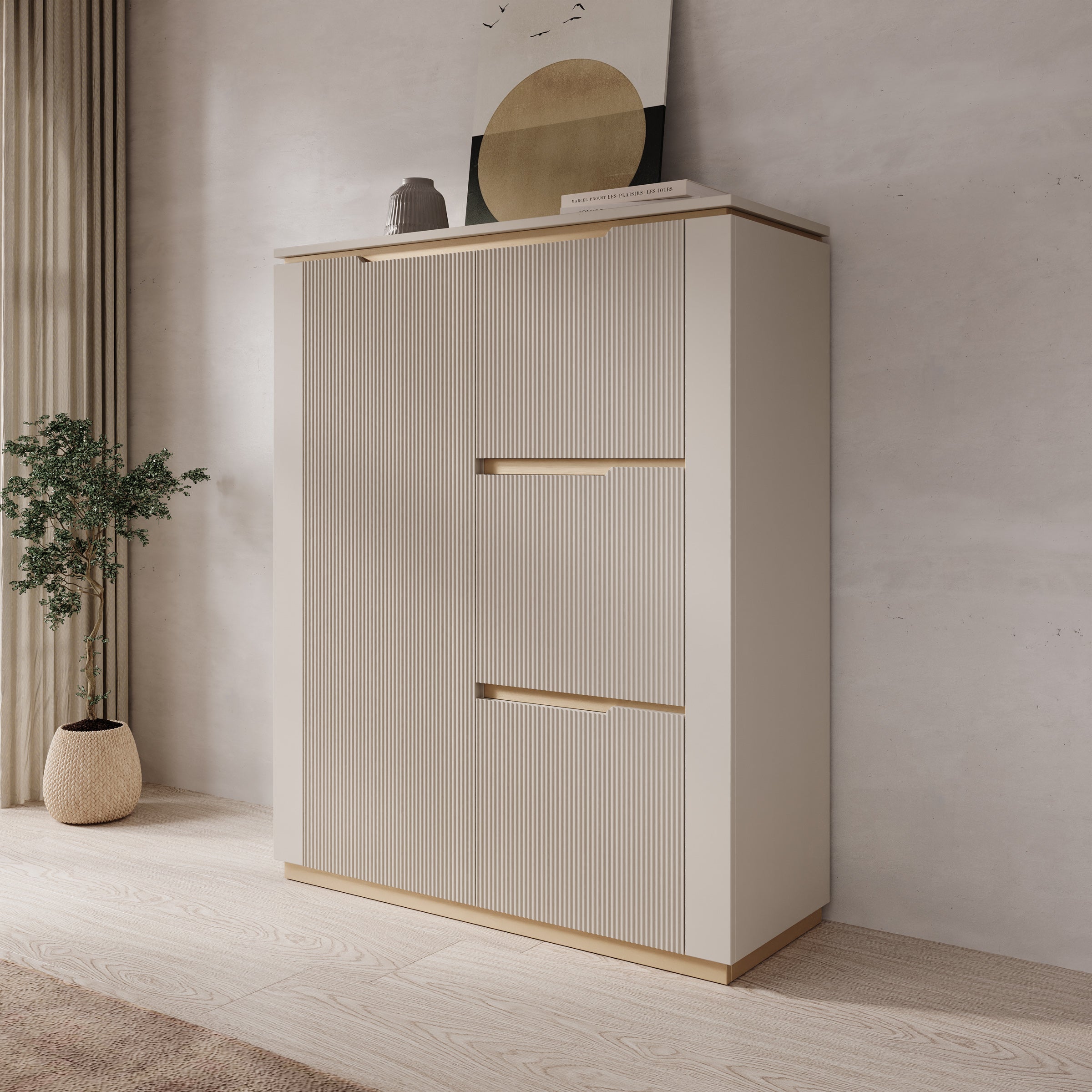 Harper - Dressoir - Beige - 106x40x131 cm