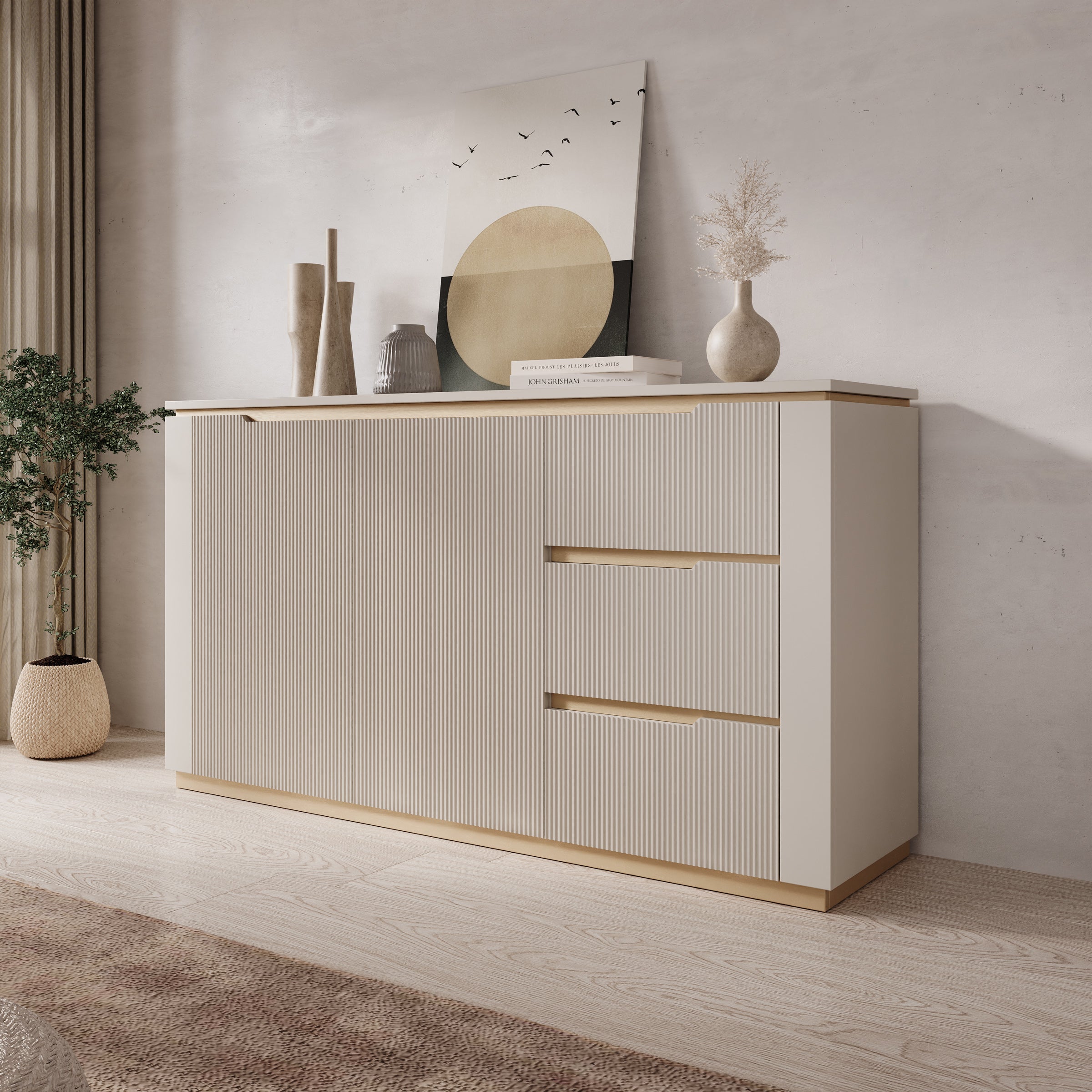 Harper - Dressoir - Beige - 153x40x84 cm