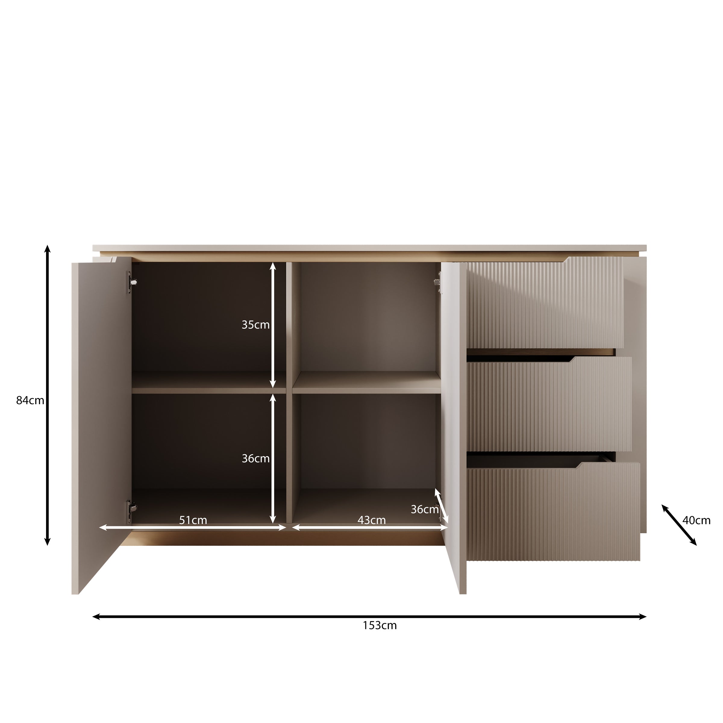 Harper - Dressoir - Beige - 153x40x84 cm