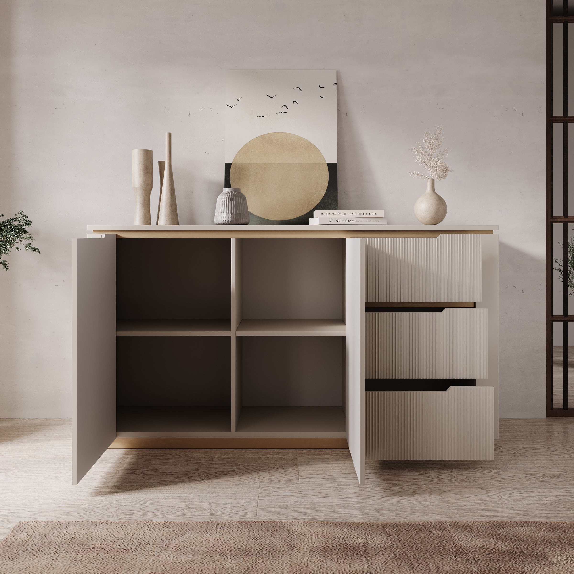 Harper - Dressoir - Beige - 153x40x84 cm