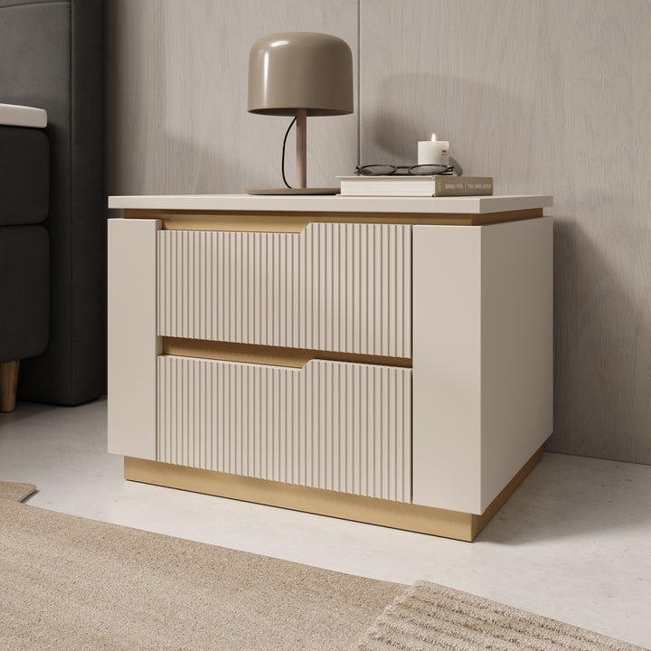 Harper - Nachtkastje - Beige - 56x40x42 cm