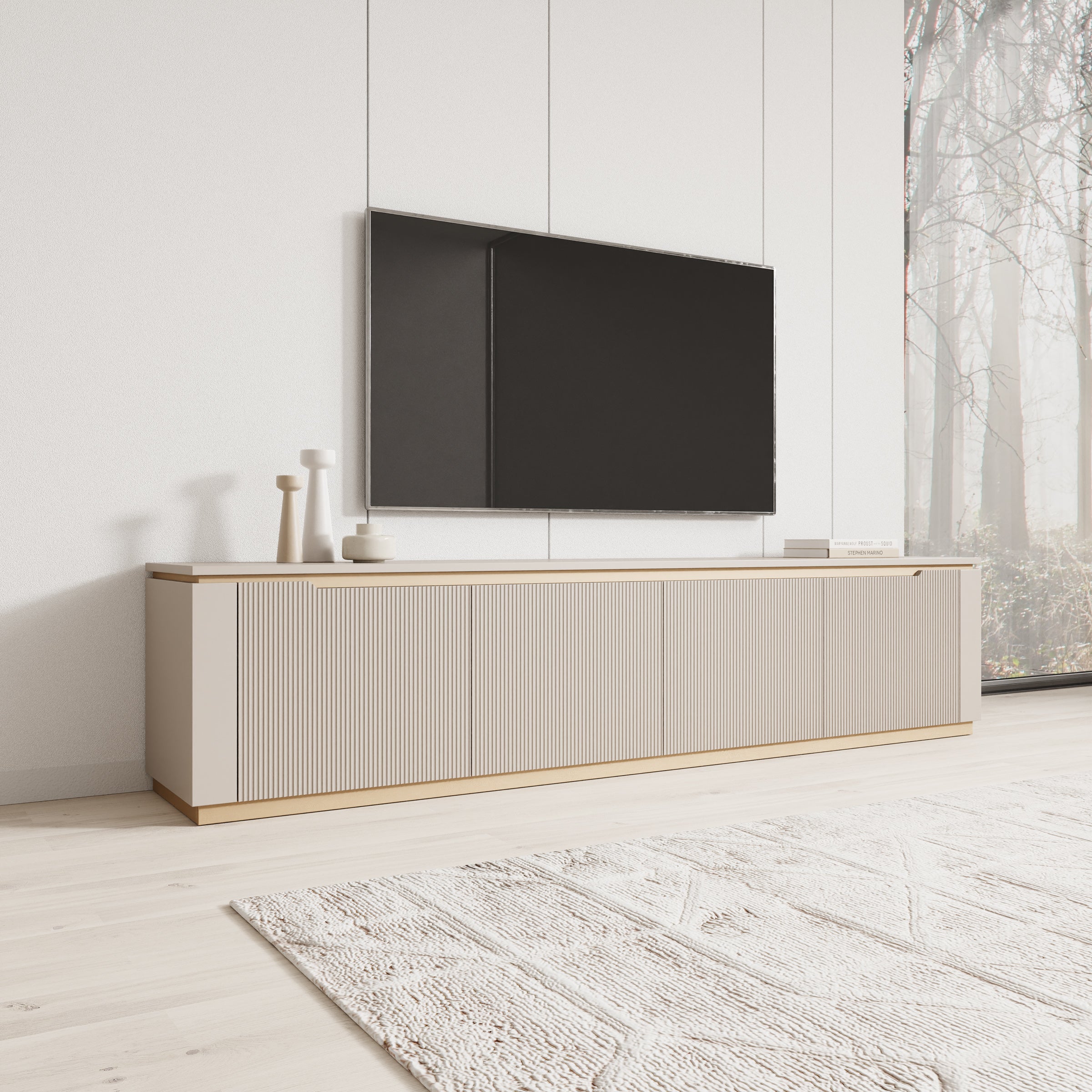 Harper - TV-Meubel - Beige - 219x40x50 cm