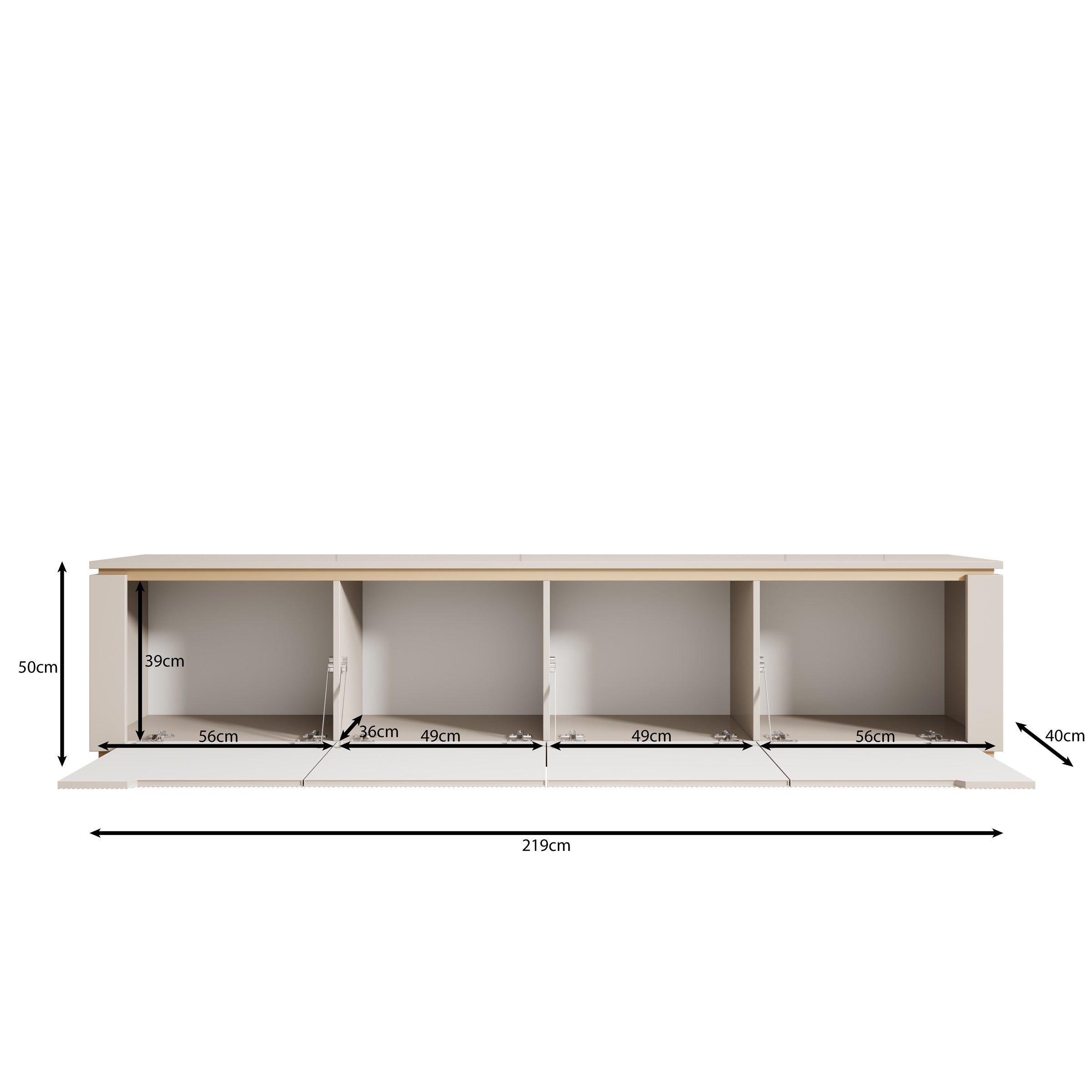 Harper - TV-Meubel - Beige - 219x40x50 cm