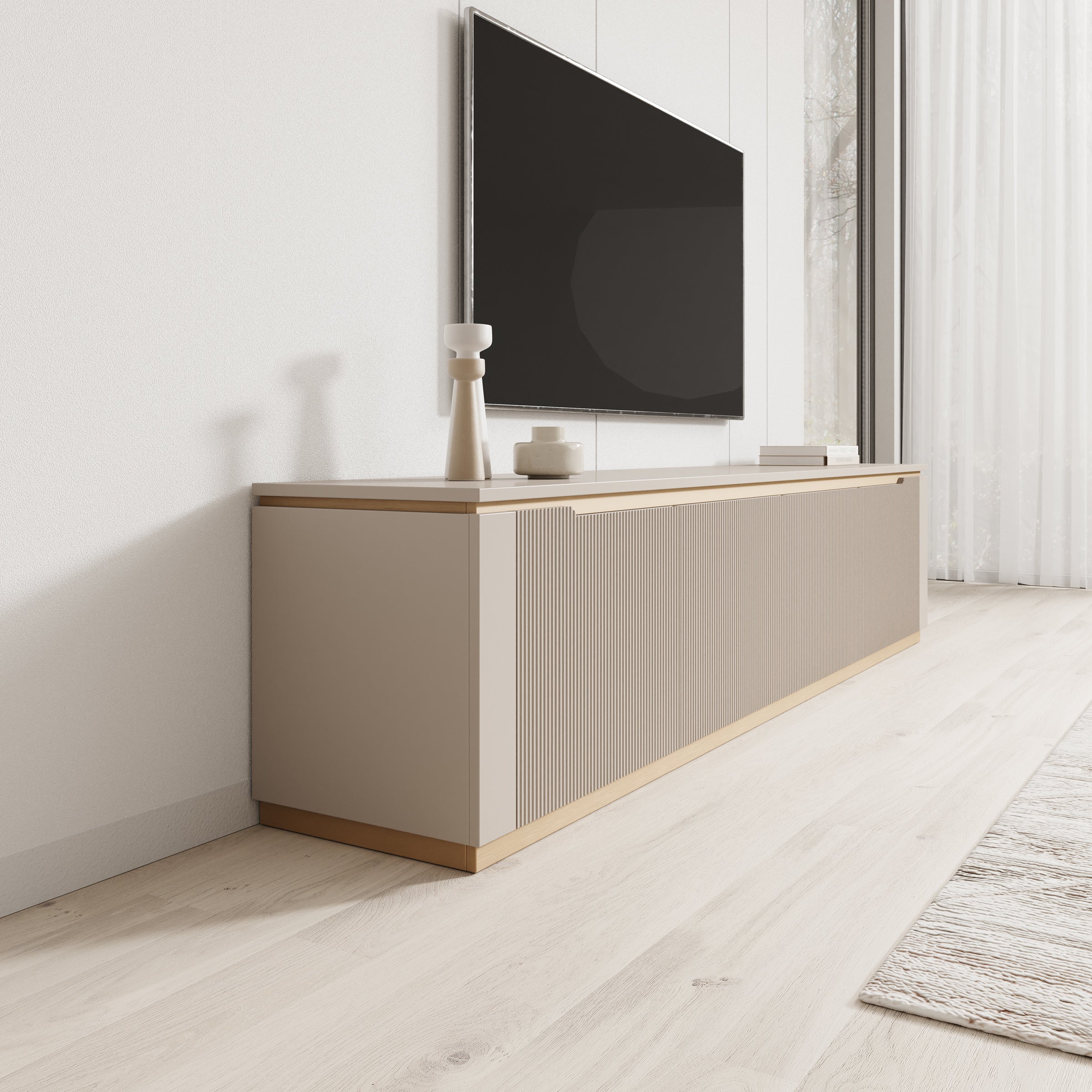 Harper - TV-Meubel - Beige - 219x40x50 cm