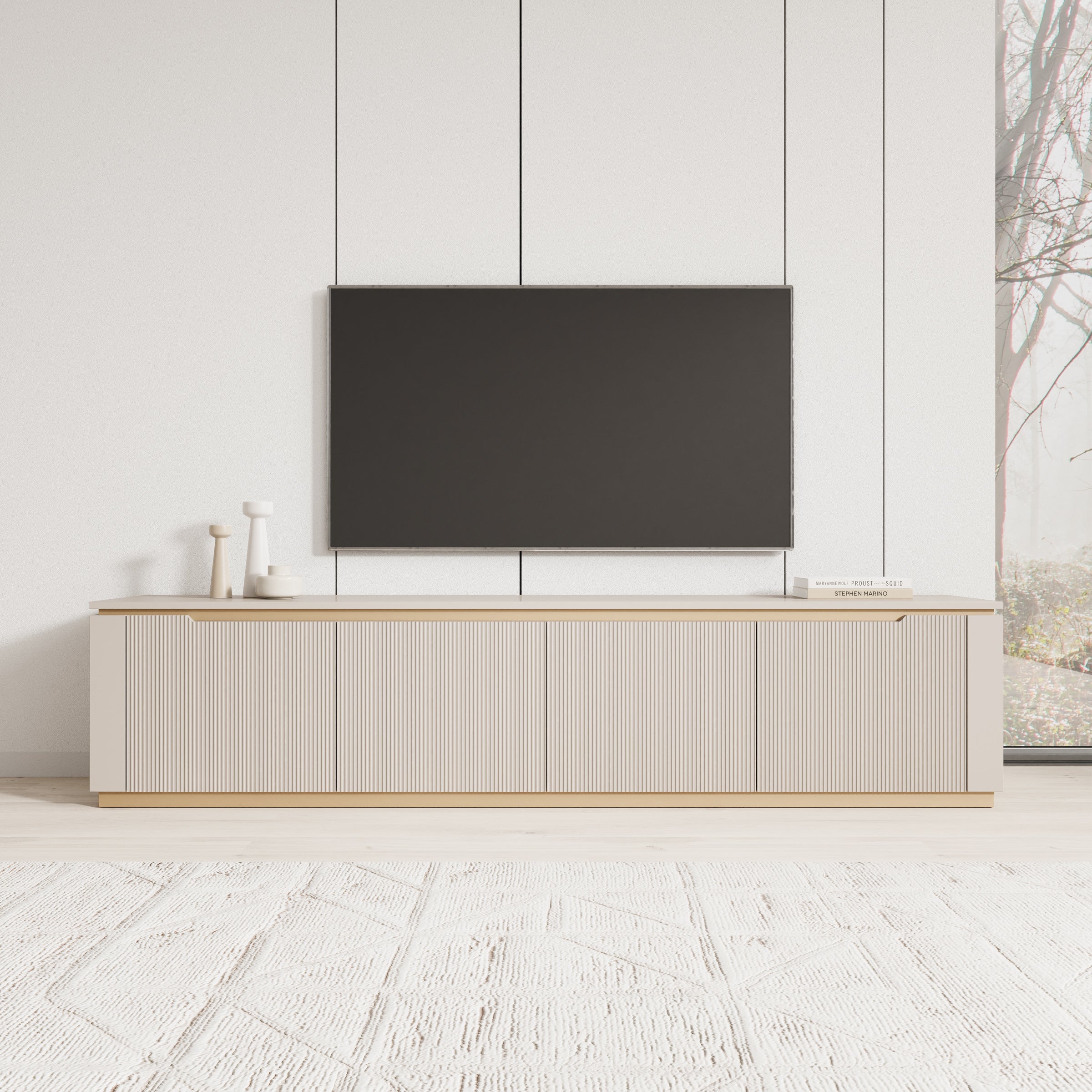 Harper - TV-Meubel - Beige - 219x40x50 cm