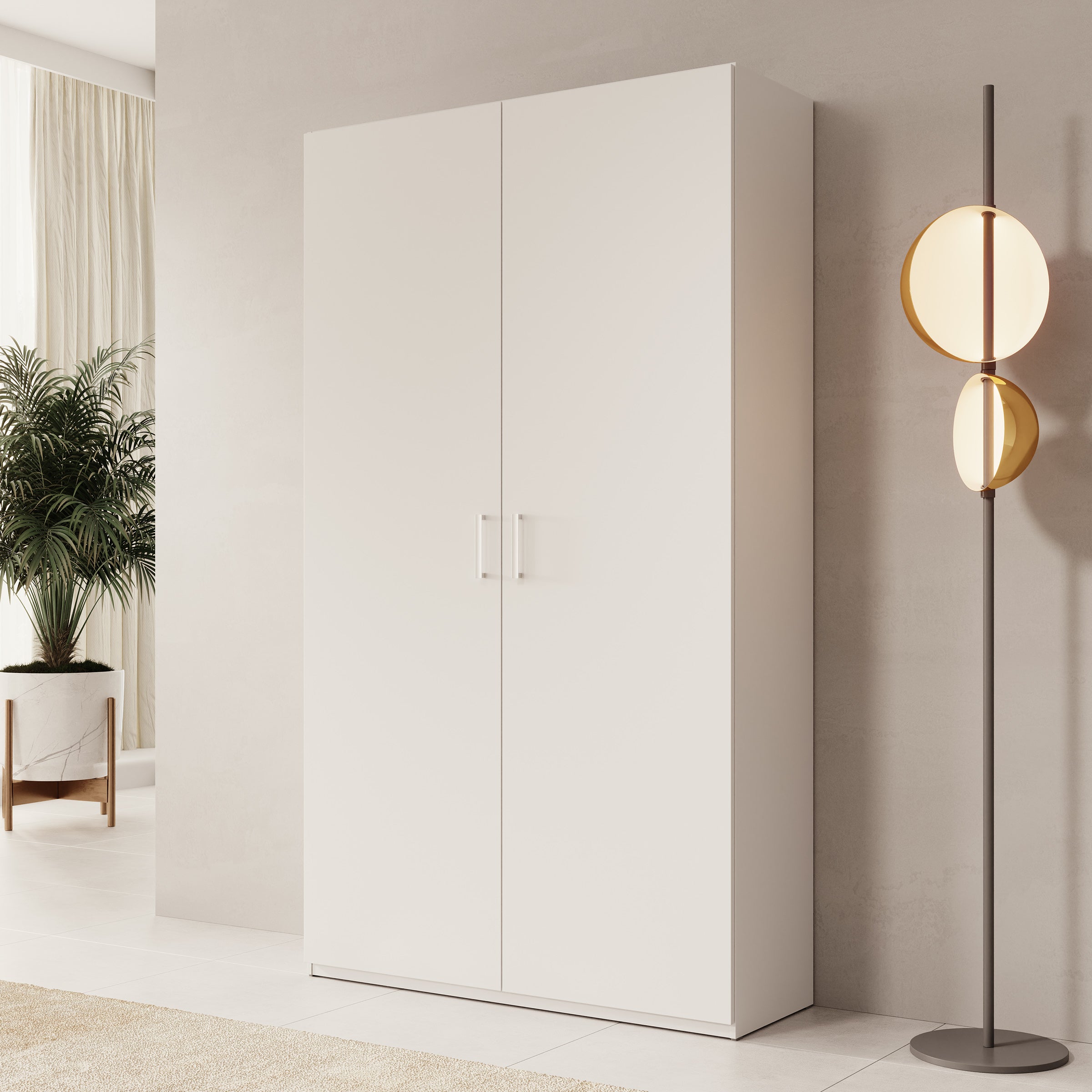 Havron - Kledingkast 2 deurs - Wit - 120x42x211 cm