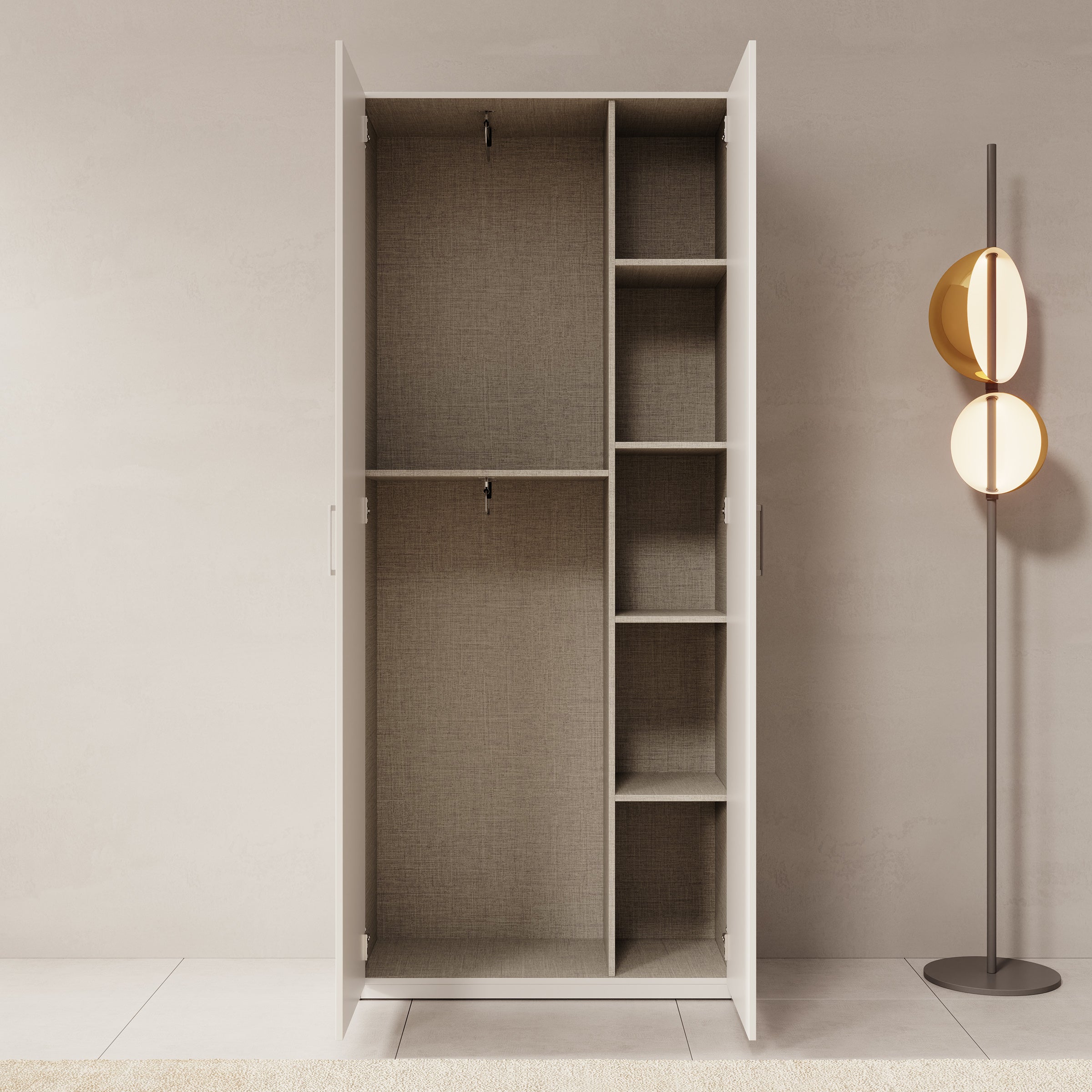 Havron - Kledingkast 2 deurs - Wit - 89x42x211 cm