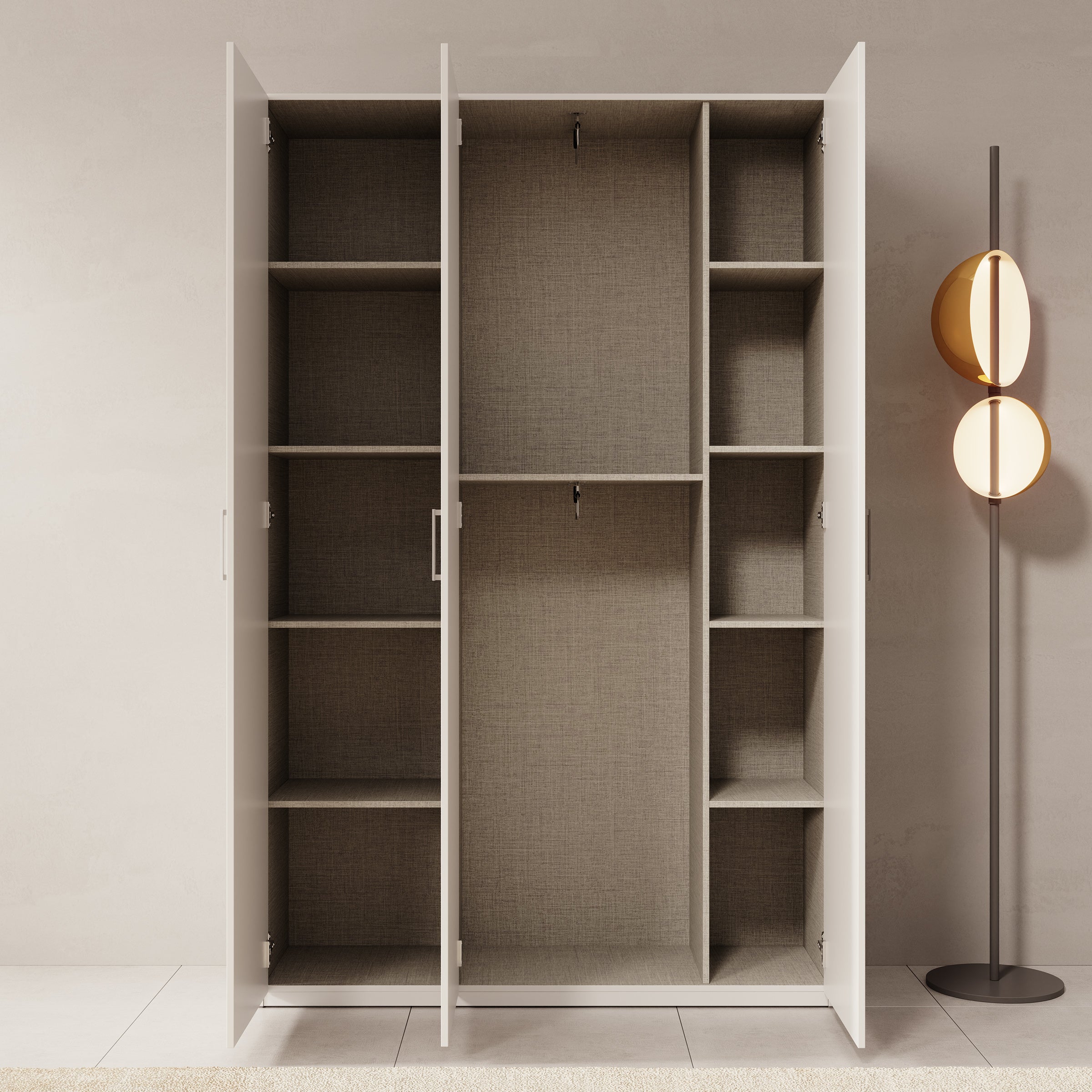 Havron - Kledingkast 3 deurs - Wit - 133x42x211 cm