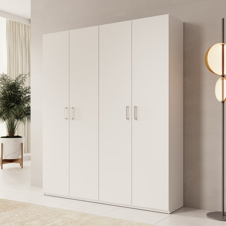 Havron - Kledingkast 4 deurs - Wit - 178x42x211 cm