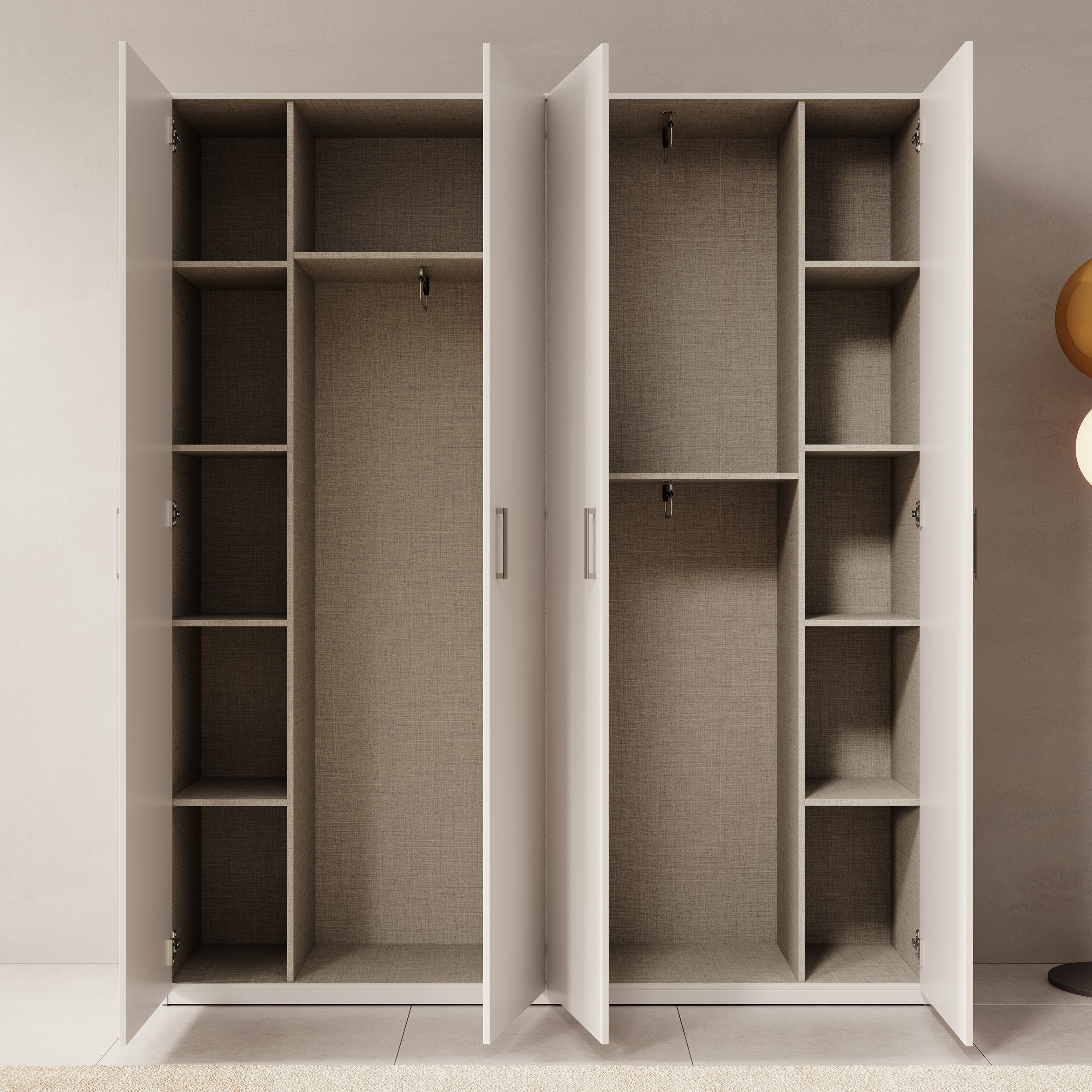 Havron - Kledingkast 4 deurs - Wit - 178x42x211 cm