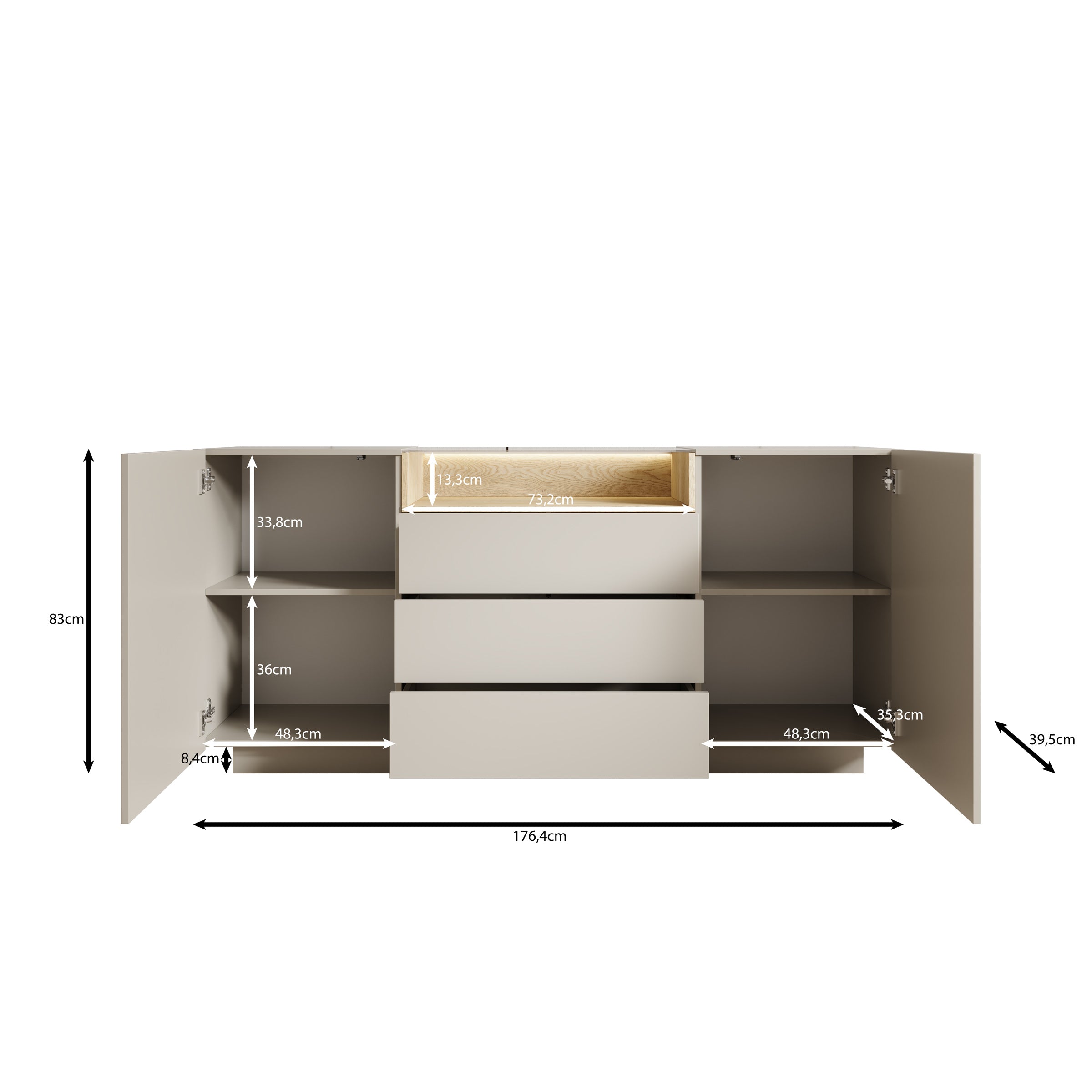 Heath - Dressoir - Beige - 176x40x83 cm