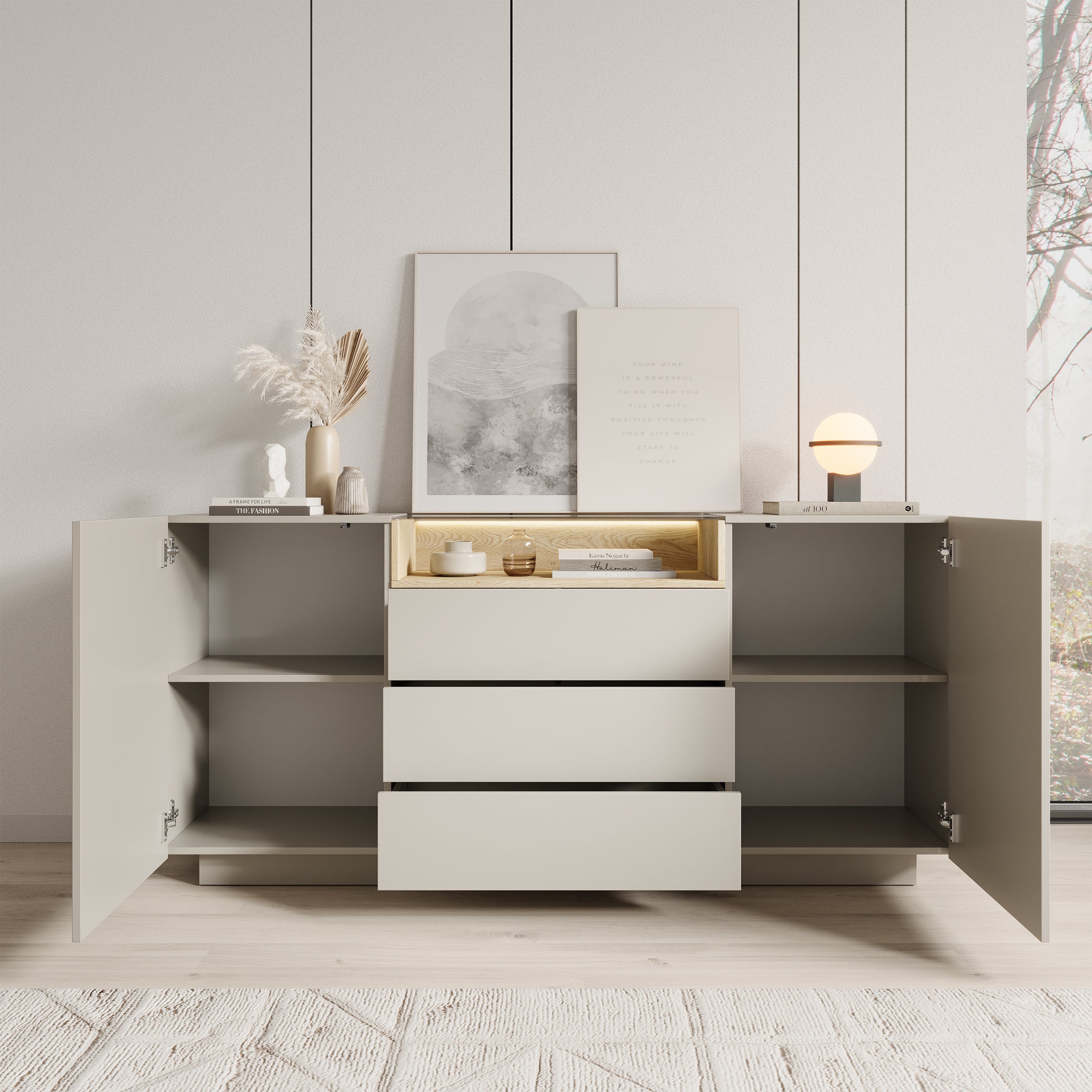 Heath - Dressoir - Beige - 176x40x83 cm