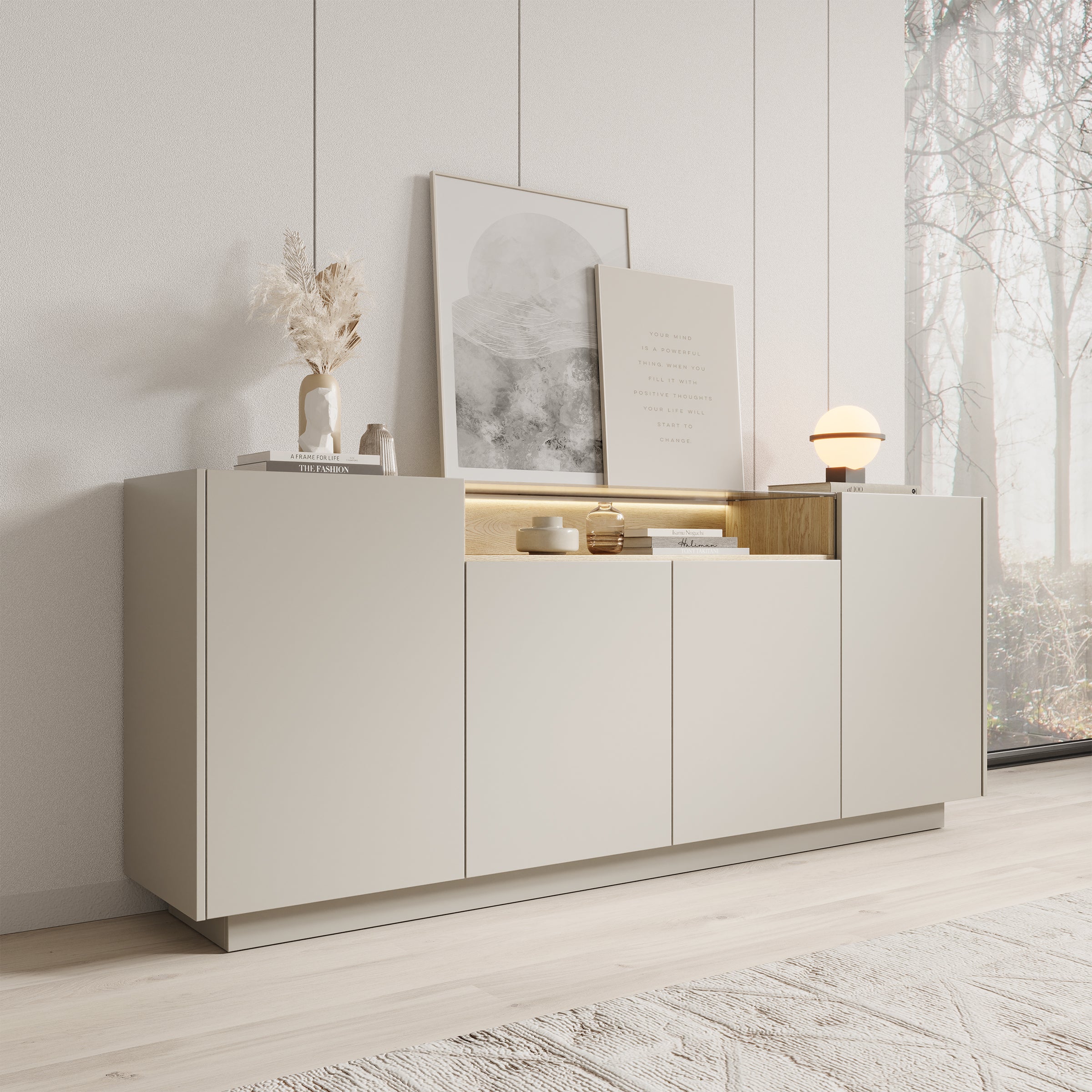Heath - Dressoir - Beige - 203x40x83 cm
