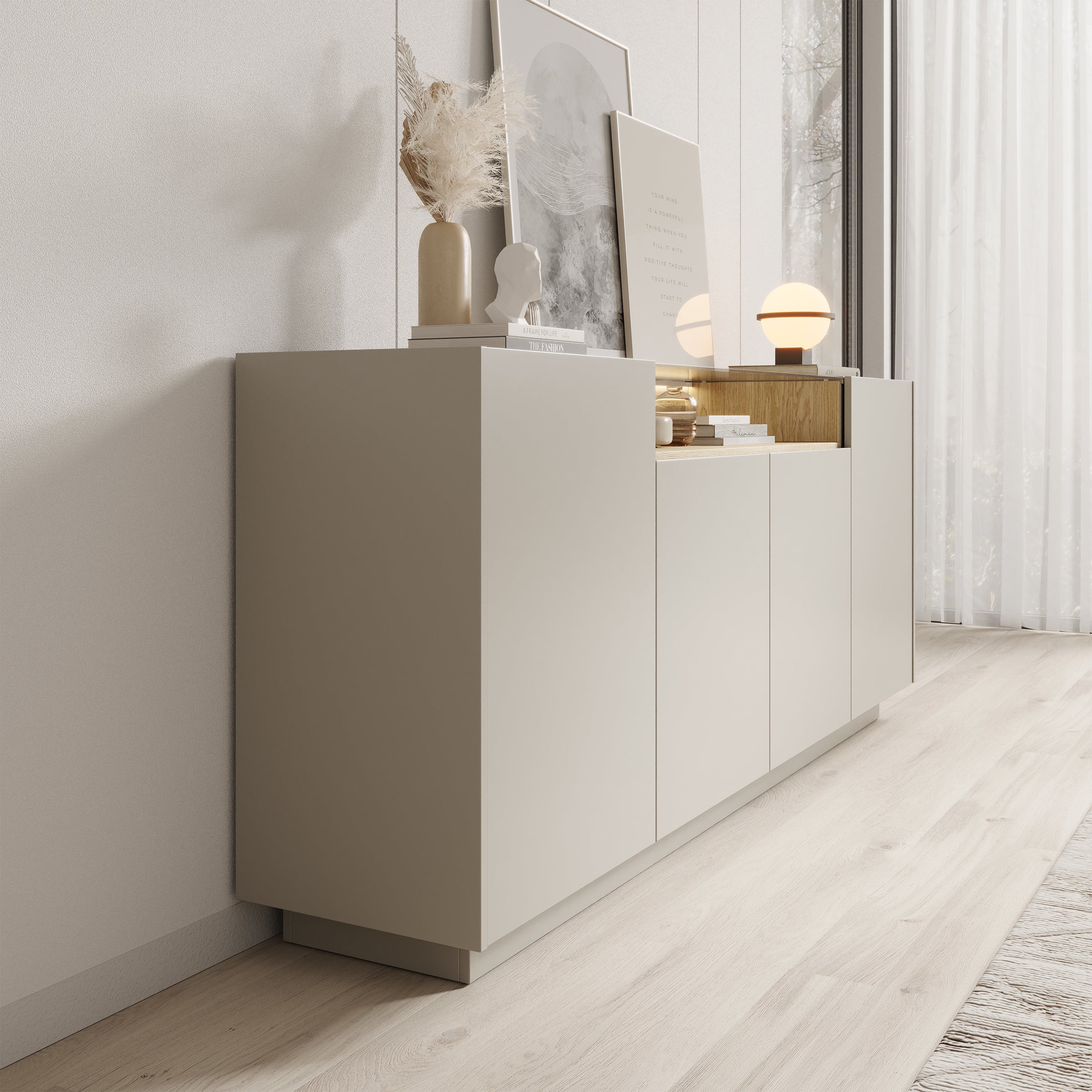 Heath - Dressoir - Beige - 203x40x83 cm