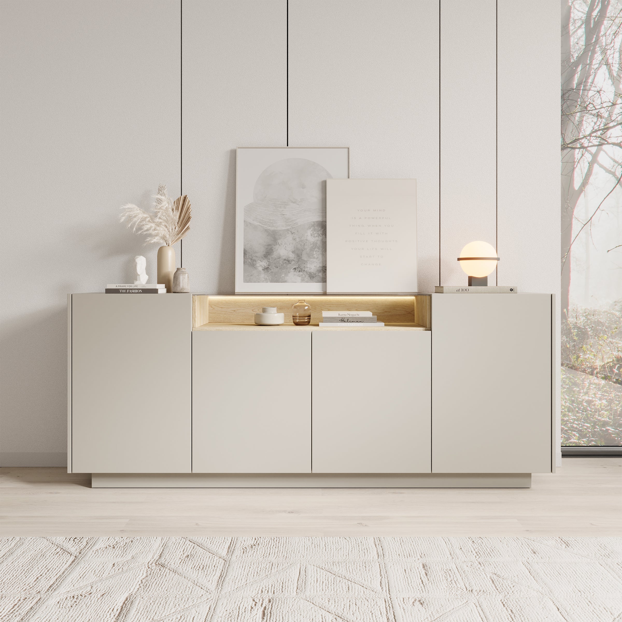 Heath - Dressoir - Beige - 203x40x83 cm
