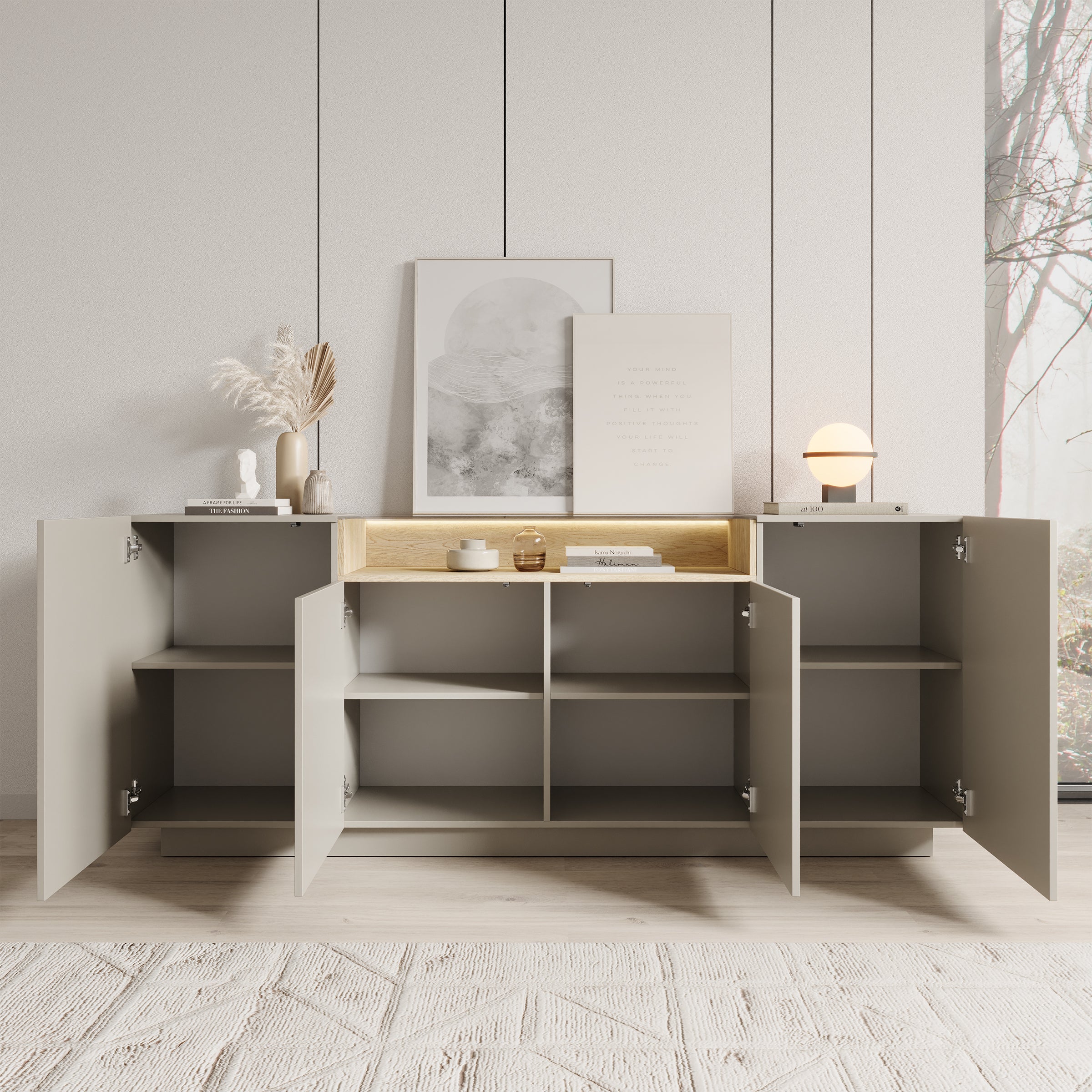 Heath - Dressoir - Beige - 203x40x83 cm