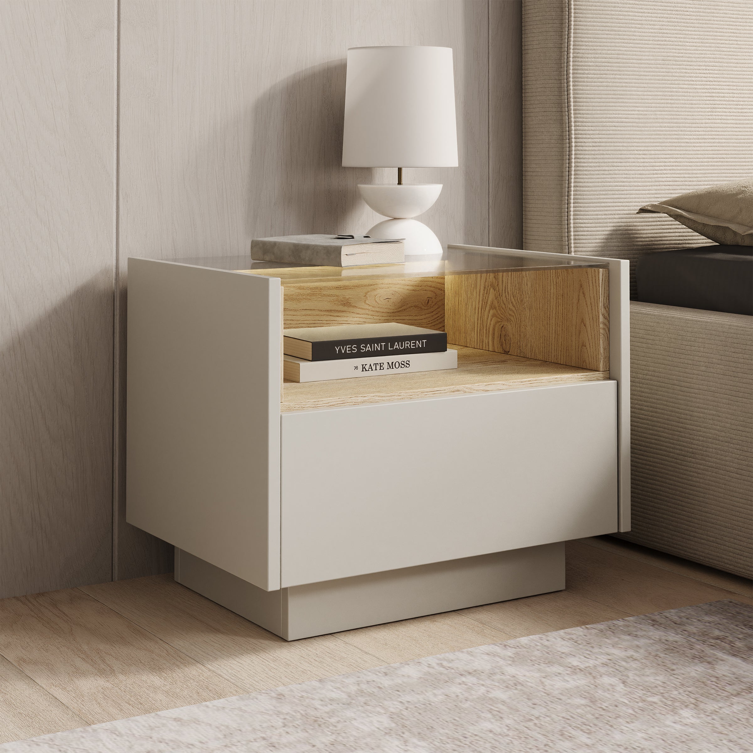 Heath - Nachtkastje - Beige - 43x40x43 cm
