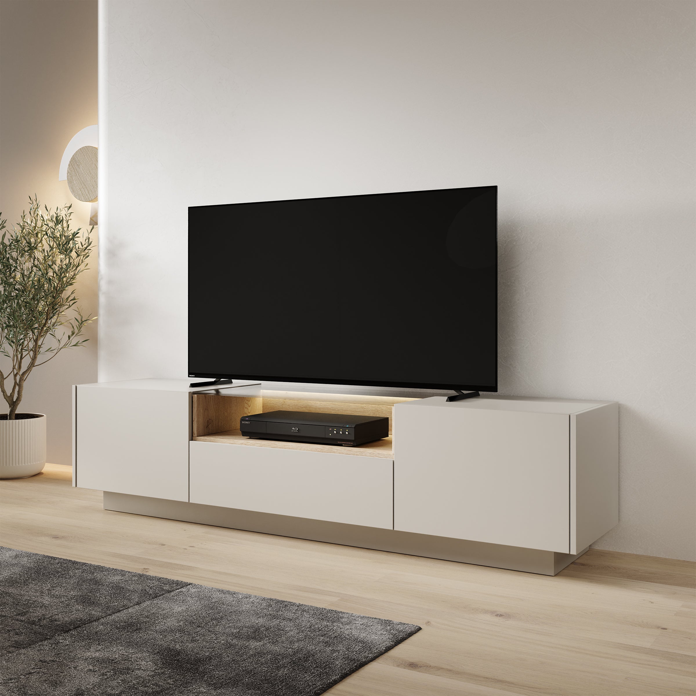 Heath - TV-Meubel - Beige - 176x40x43 cm