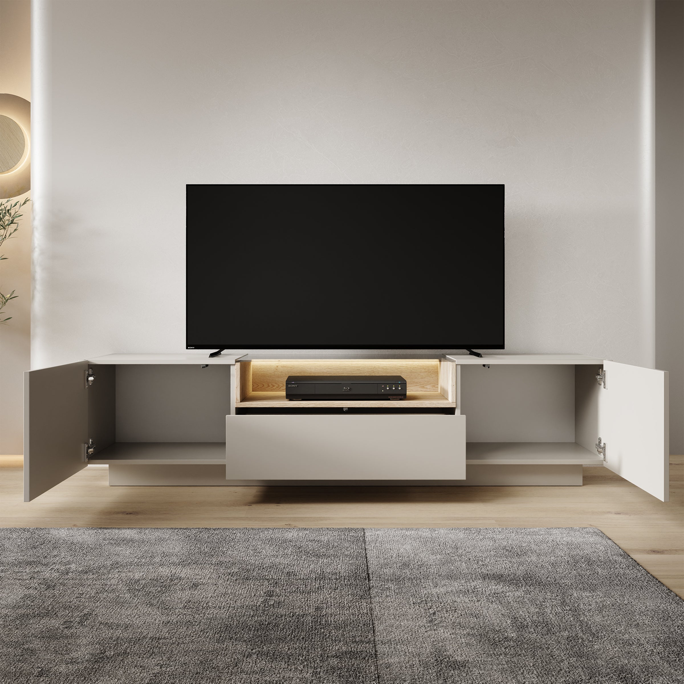 Heath - TV-Meubel - Beige - 176x40x43 cm