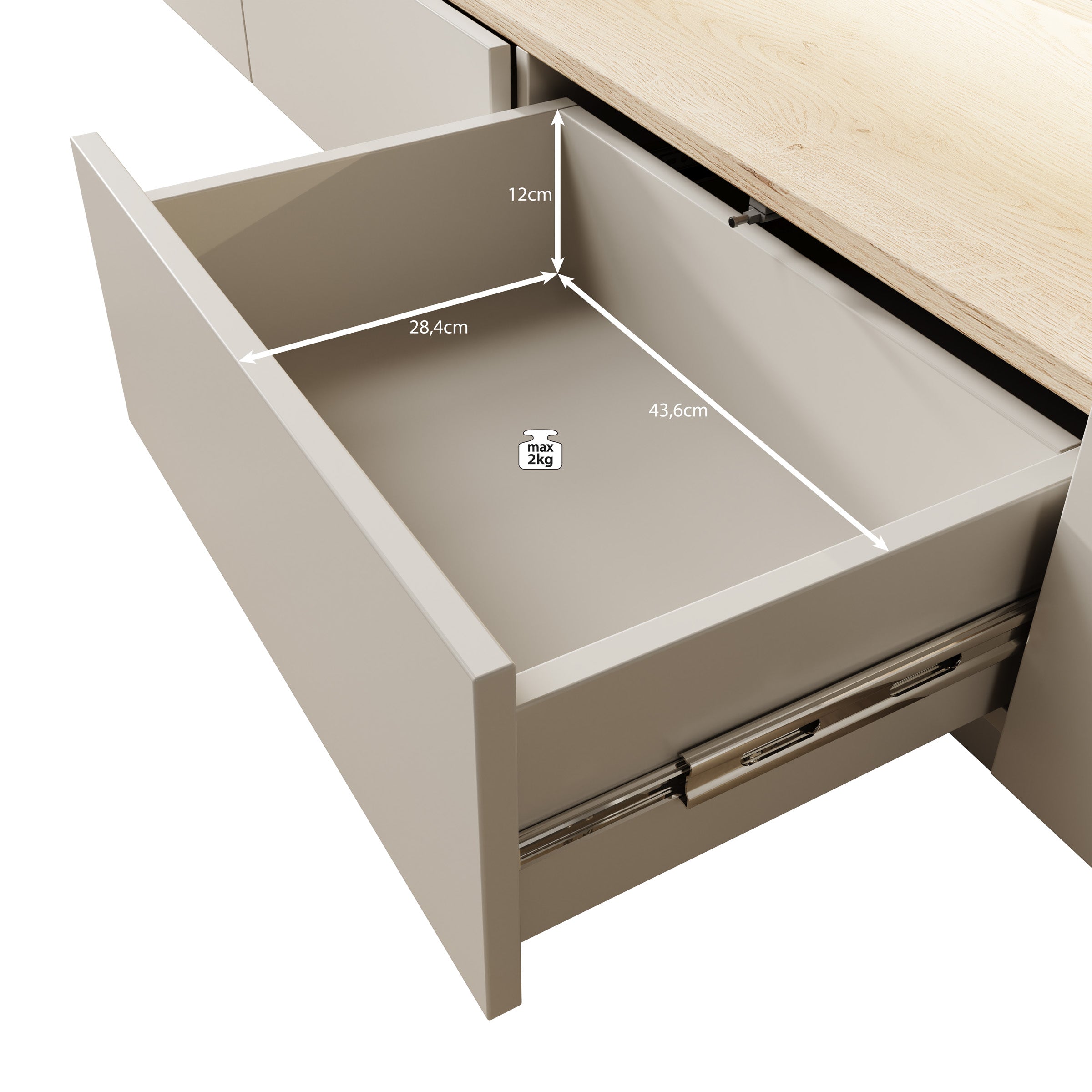 Heath - TV-Meubel - Beige - 203x40x43 cm
