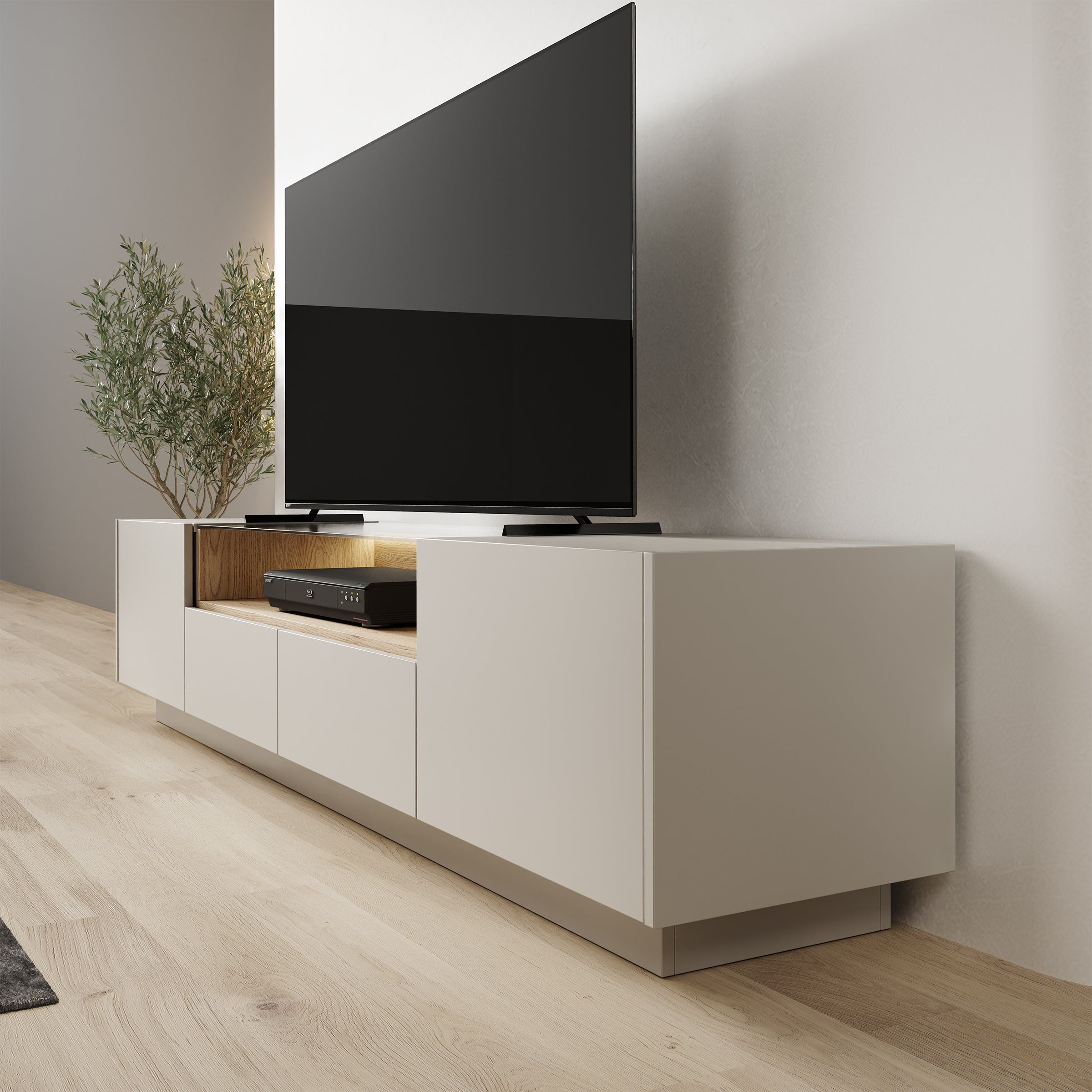 Heath - TV-Meubel - Beige - 203x40x43 cm