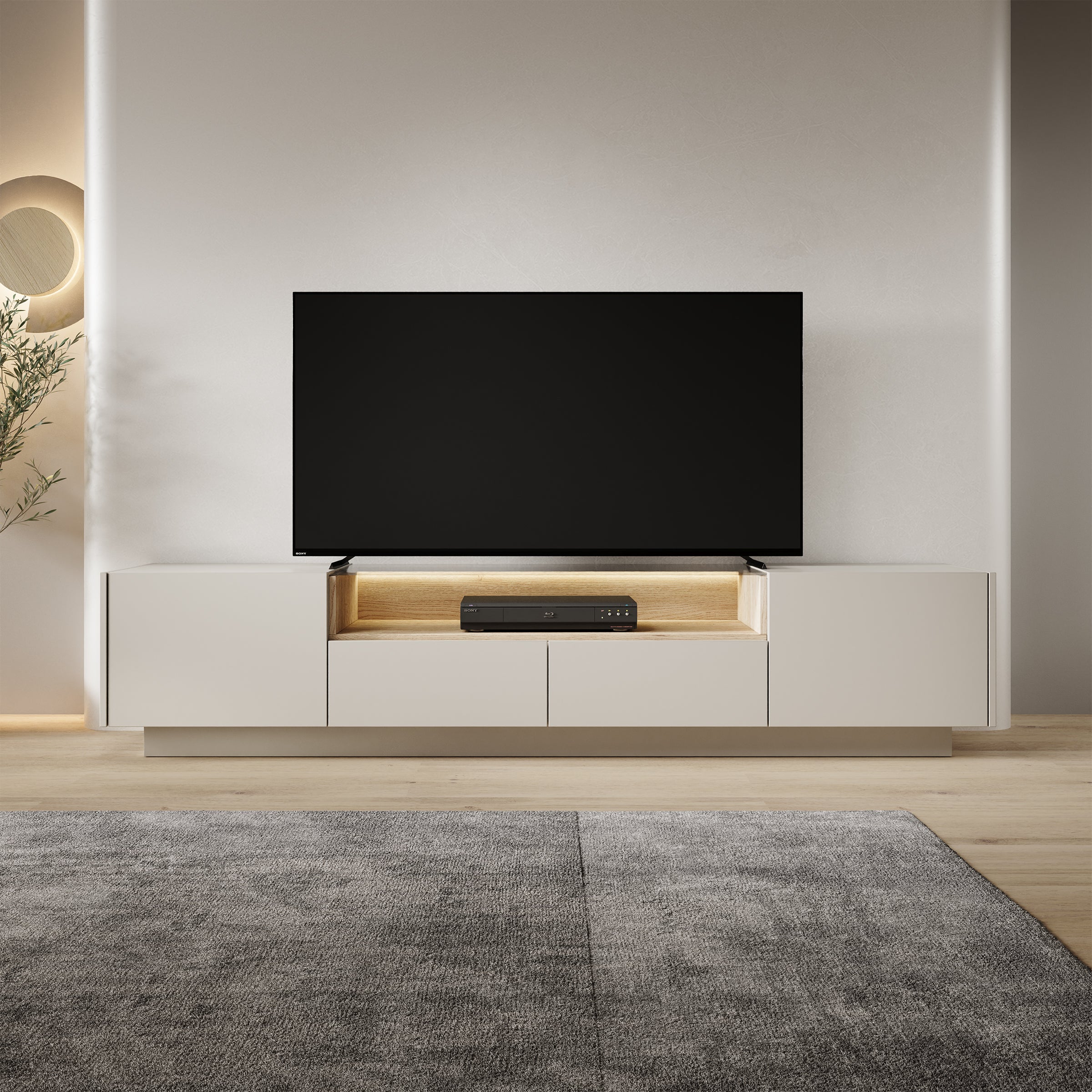Heath - TV-Meubel - Beige - 203x40x43 cm