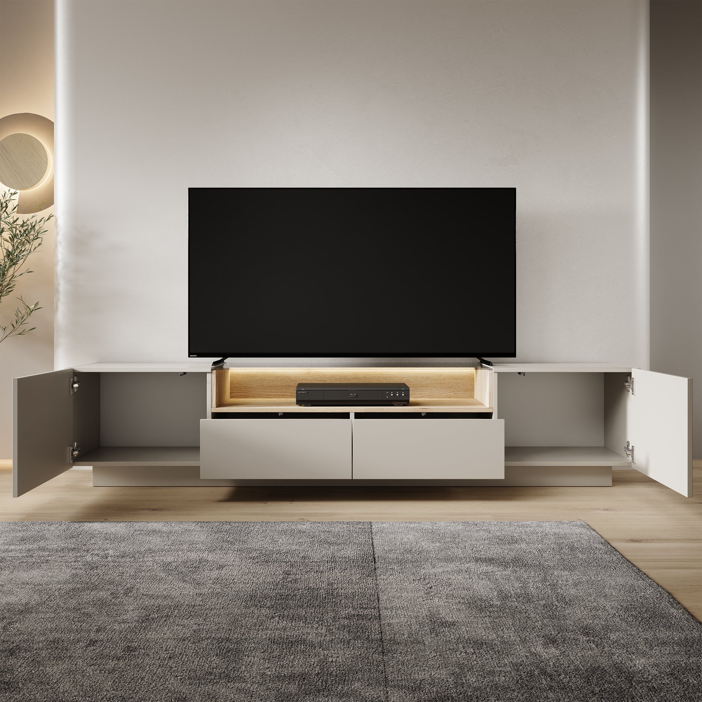 Heath - TV-Meubel - Beige - 203x40x43 cm