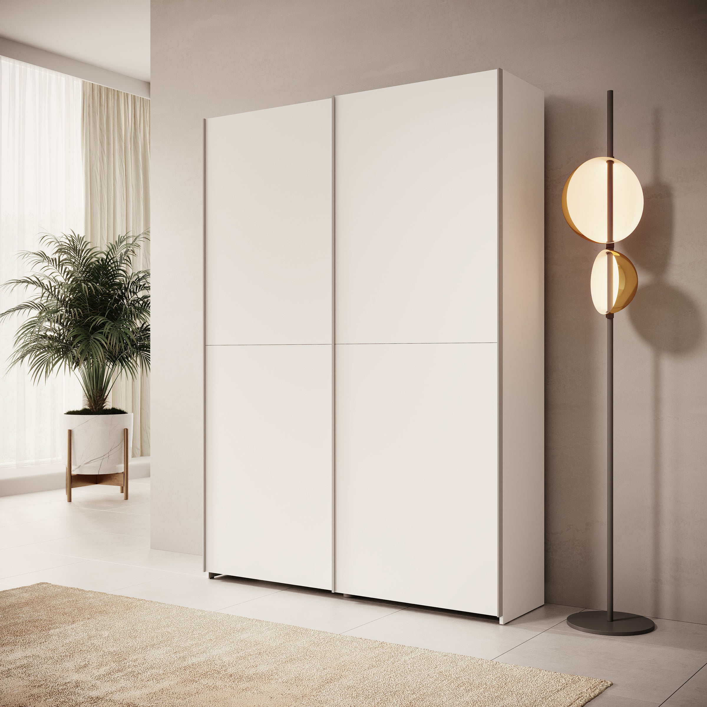 Helvar - Kledingkast met schuifdeuren - Wit - 150x39x211 cm