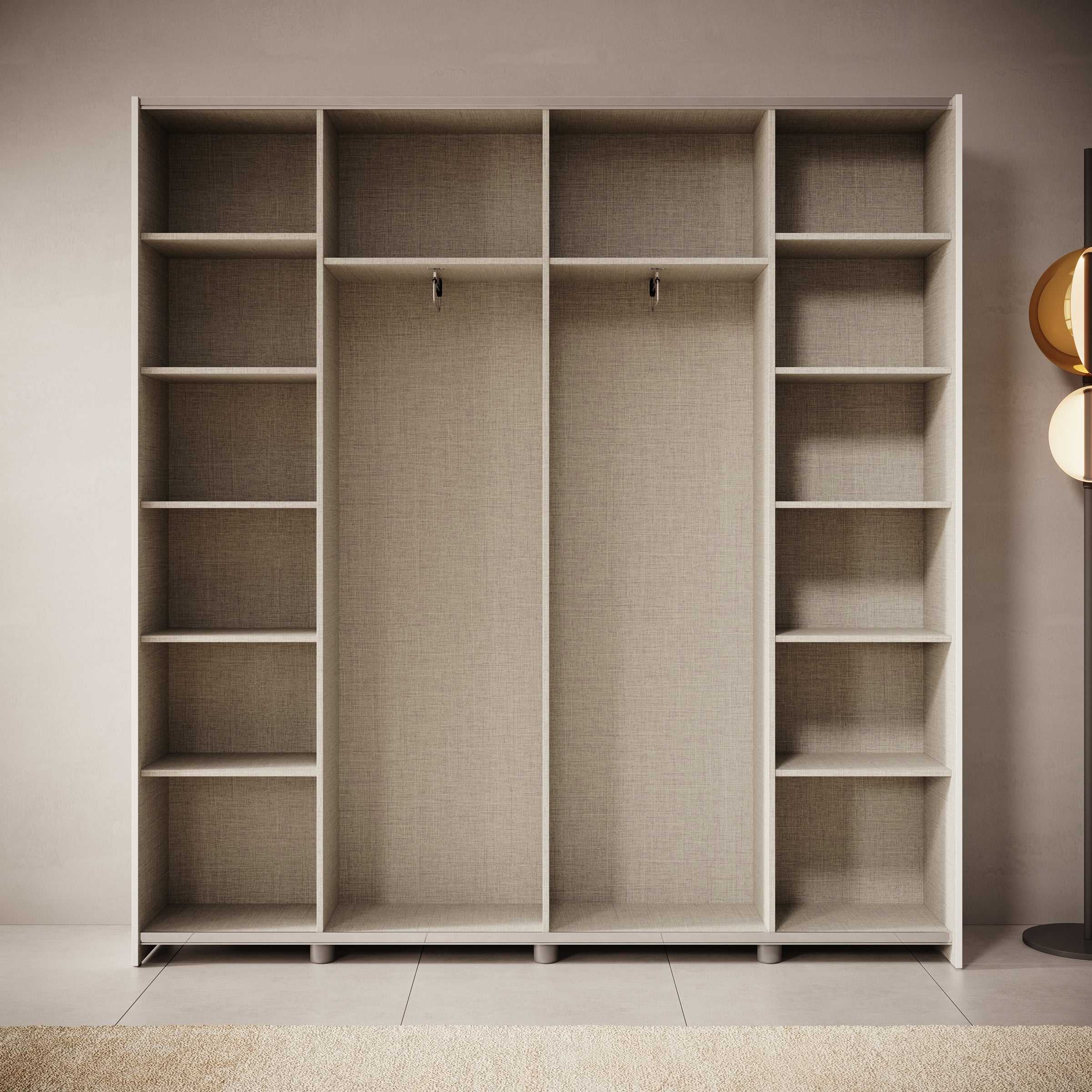 Helvar - Kledingkast met schuifdeuren - Wit - 200x39x211 cm