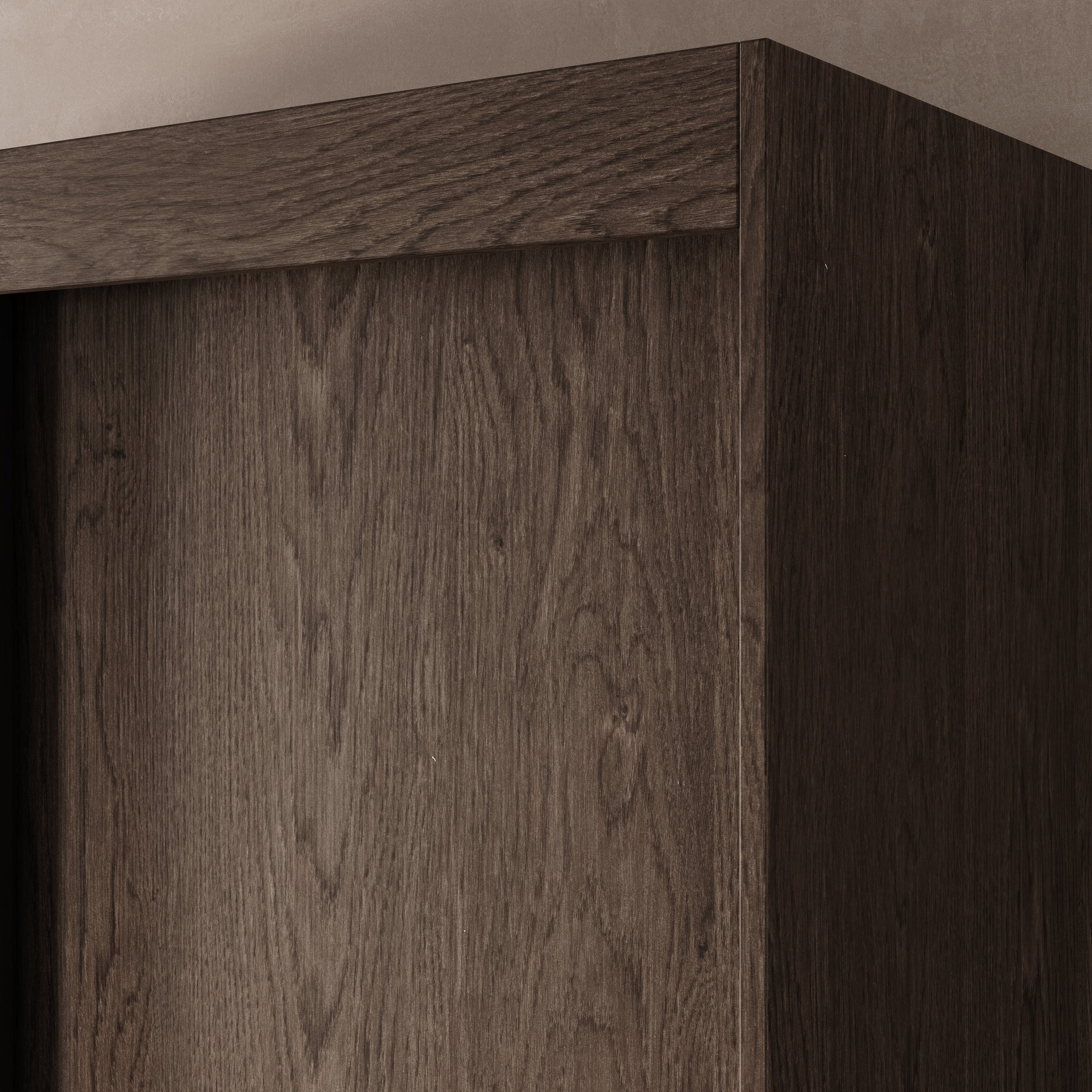 Henry - Kledingkast met schuifdeuren - Donker eikenpatroon - 180x65x216 cm