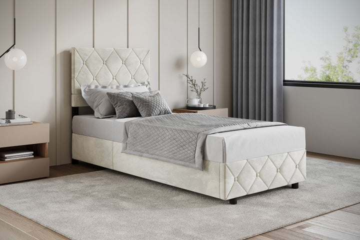Hernandez - Eenpersoonsbed met opbergruimte - Beige - 90x200 cm