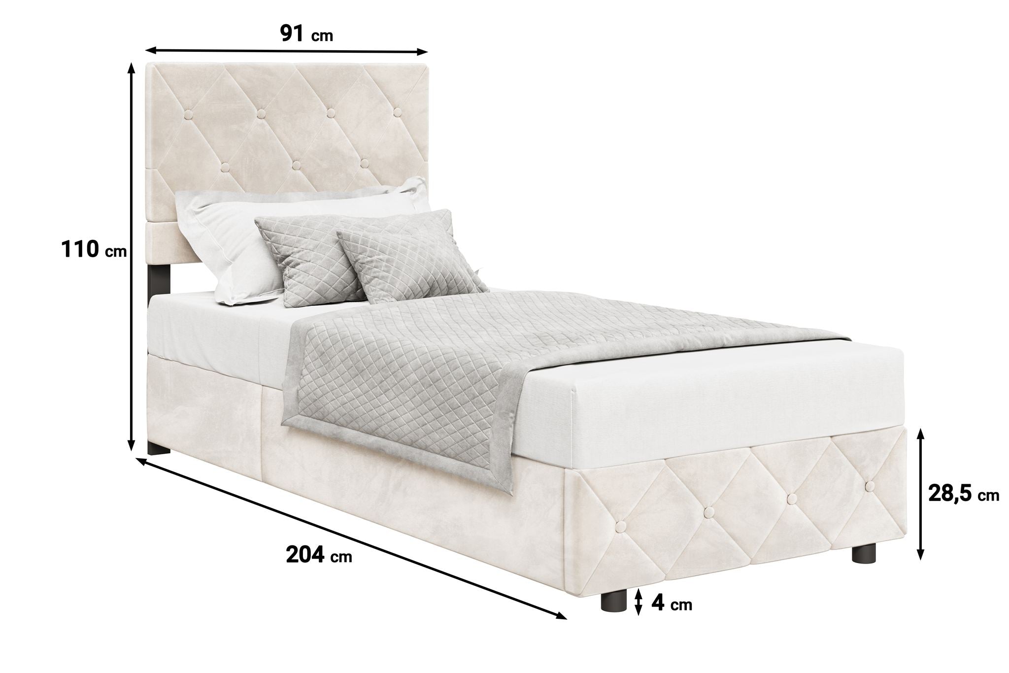 Hernandez - Eenpersoonsbed met opbergruimte - Beige - 90x200 cm