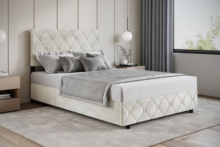 Hernandez - Tweepersoonsbed met opbergruimte - Beige - 140x200 cm
