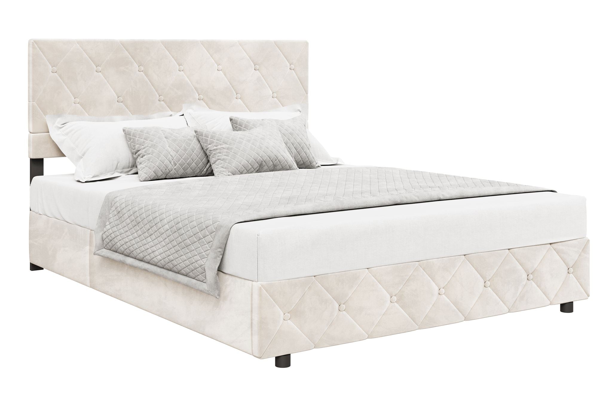 Hernandez - Tweepersoonsbed met opbergruimte - Beige - 160x200 cm