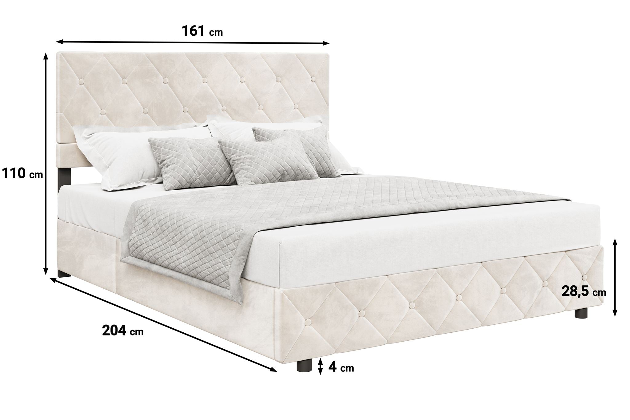 Hernandez - Tweepersoonsbed met opbergruimte - Beige - 160x200 cm