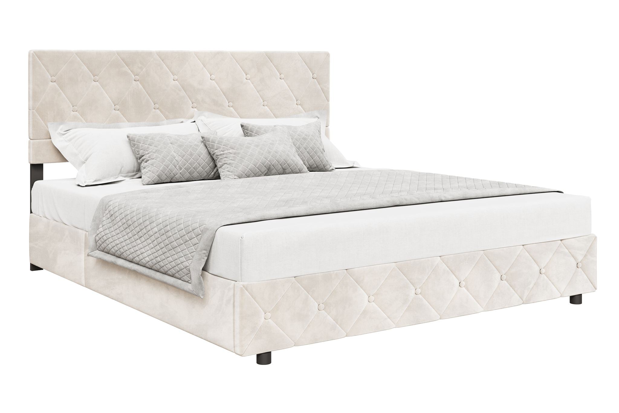 Hernandez - Tweepersoonsbed met opbergruimte - Beige - 180x200 cm