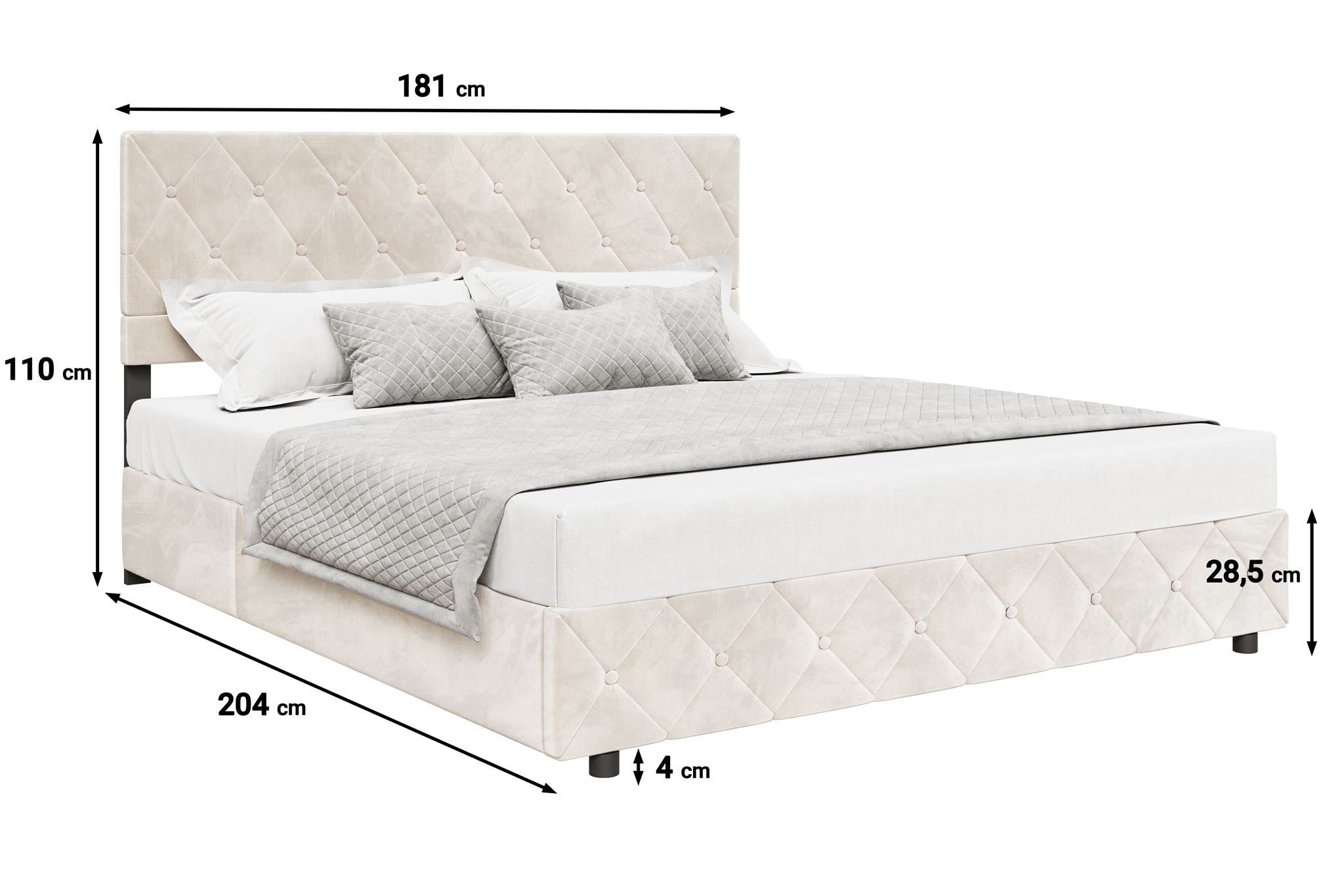 Hernandez - Tweepersoonsbed met opbergruimte - Beige - 180x200 cm