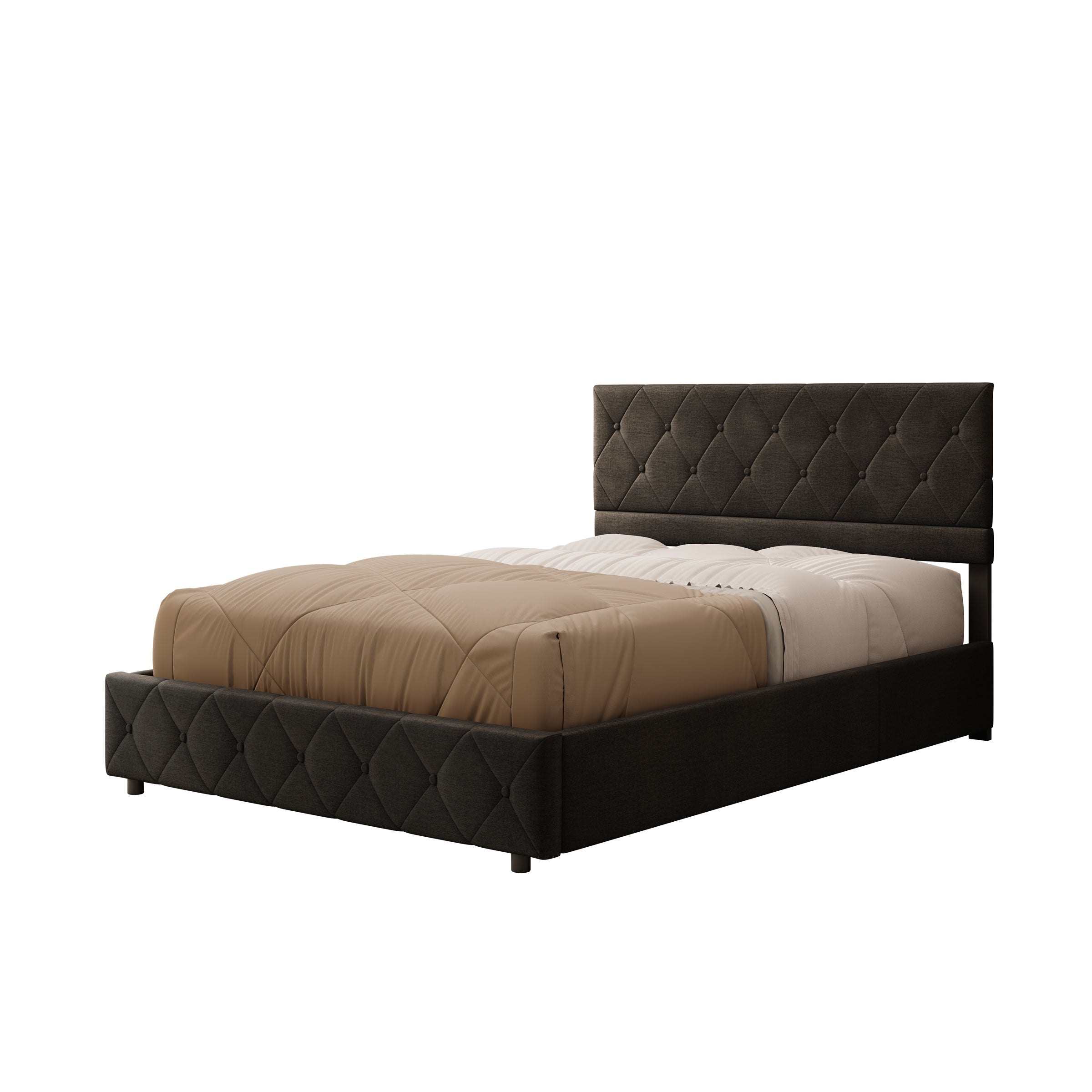 Hernandez - Tweepersoonsbed met opbergruimte - Velvet zwart - 140x200 cm