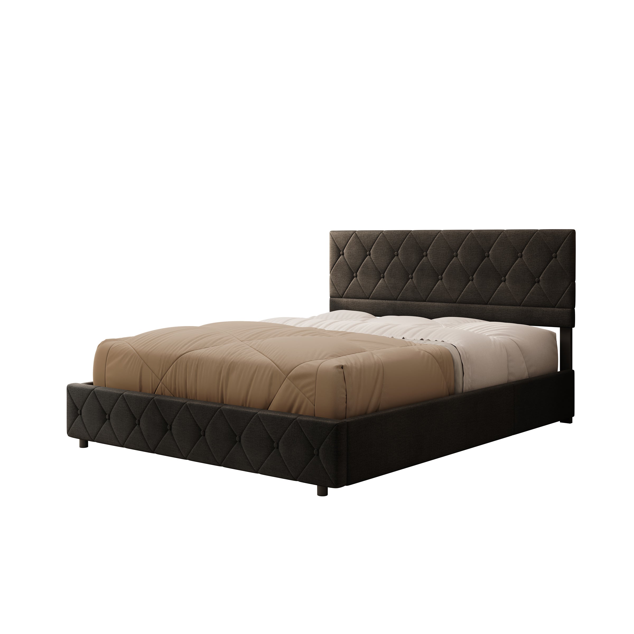 Hernandez - Tweepersoonsbed met opbergruimte - Velvet zwart - 160x200 cm