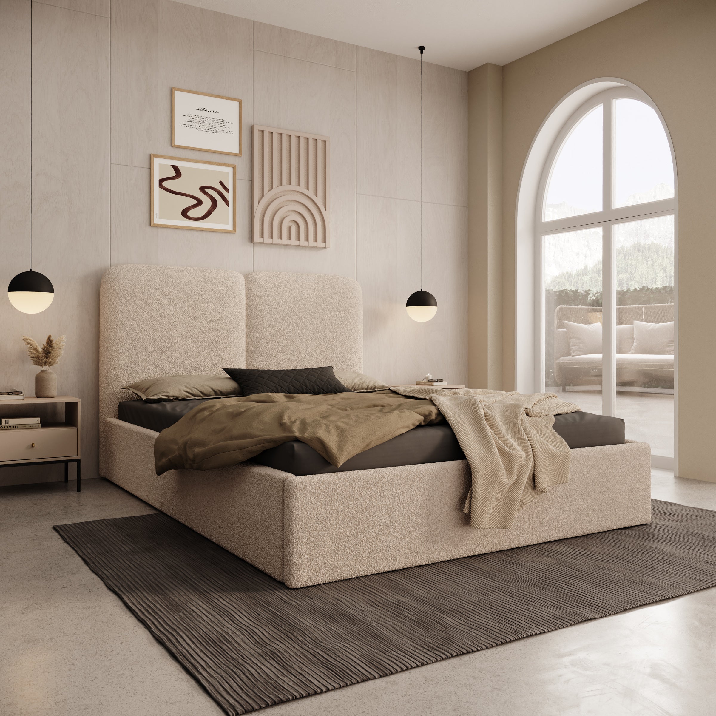 Hibrido - Tweepersoonsbed - Beige teddystof - 140x200 cm