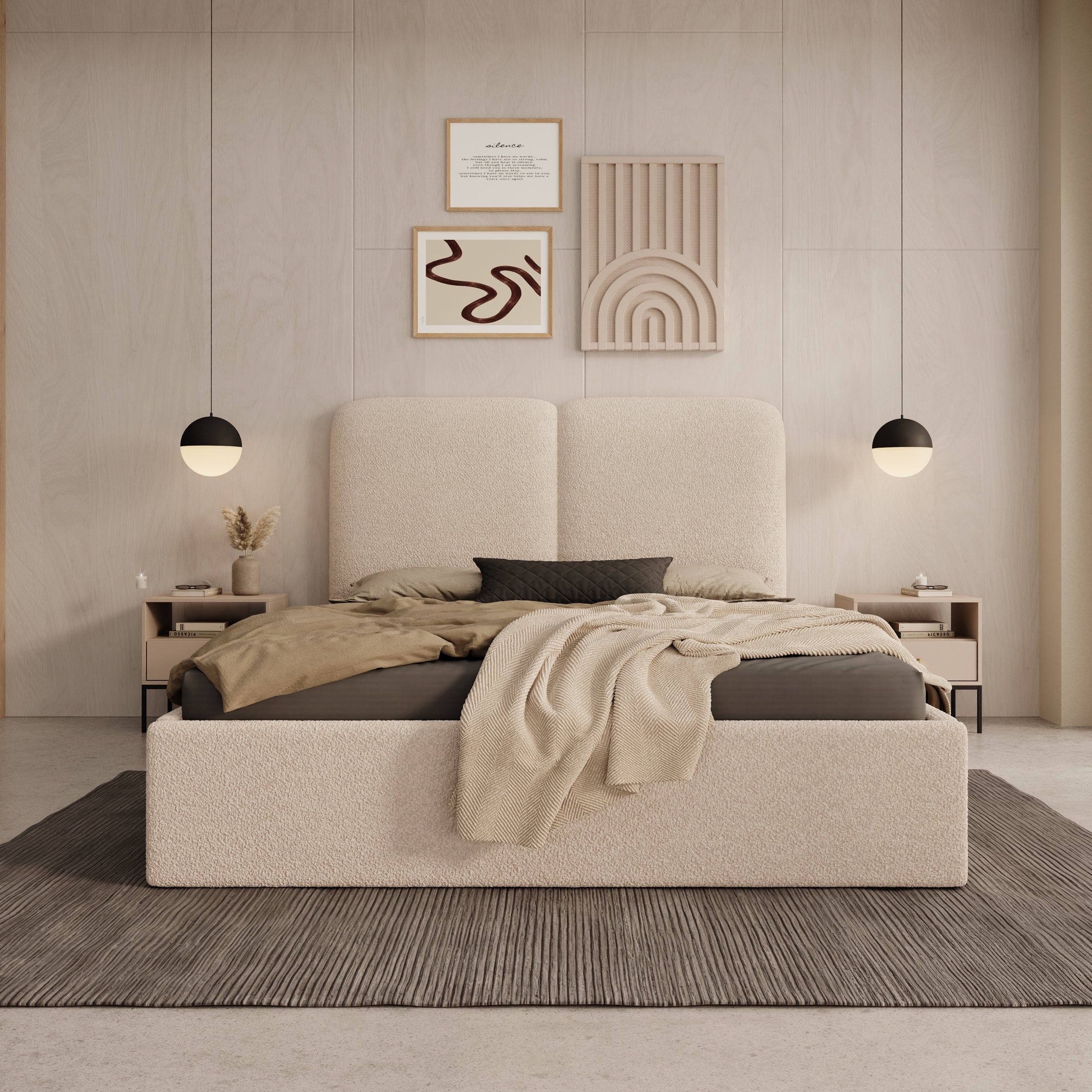 Hibrido - Tweepersoonsbed - Beige teddystof - 140x200 cm