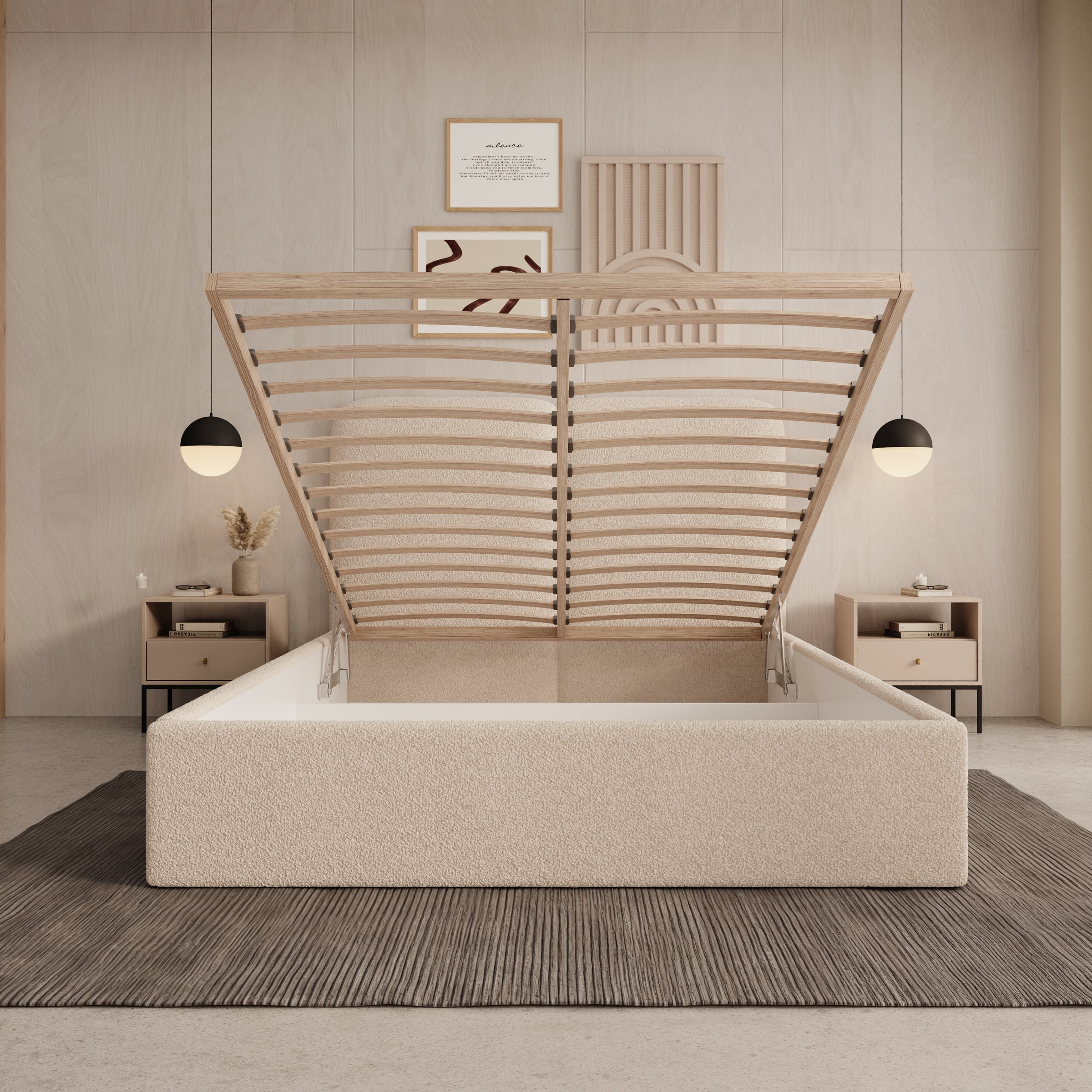 Hibrido - Tweepersoonsbed - Beige teddystof - 140x200 cm