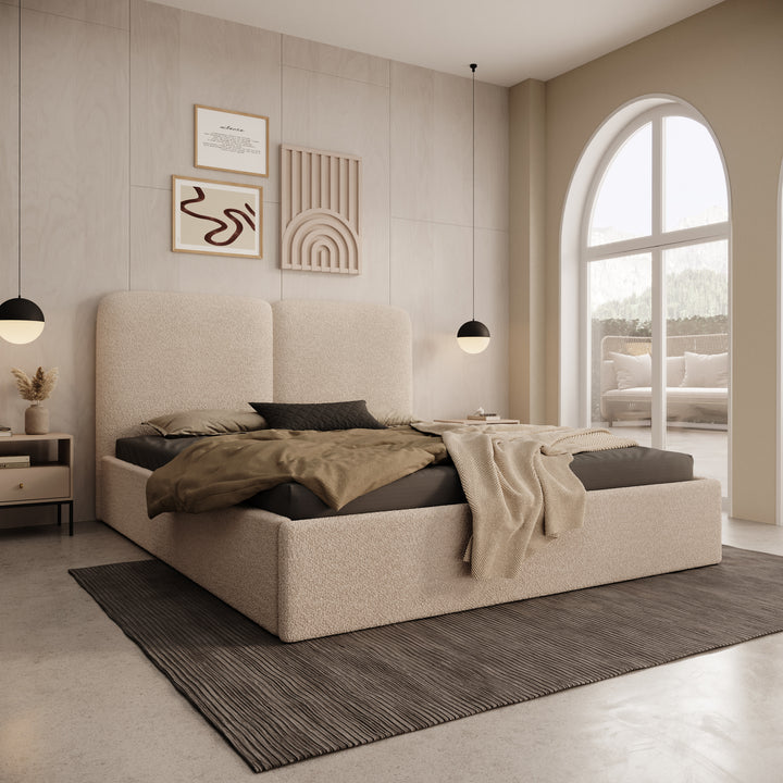 Hibrido - Tweepersoonsbed - Beige teddystof - 160x200 cm
