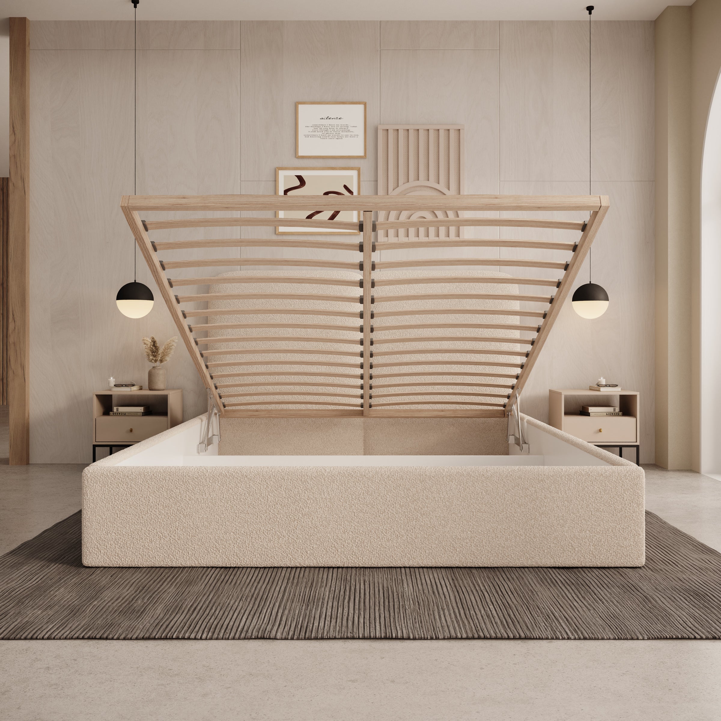 Hibrido - Tweepersoonsbed - Beige teddystof - 160x200 cm