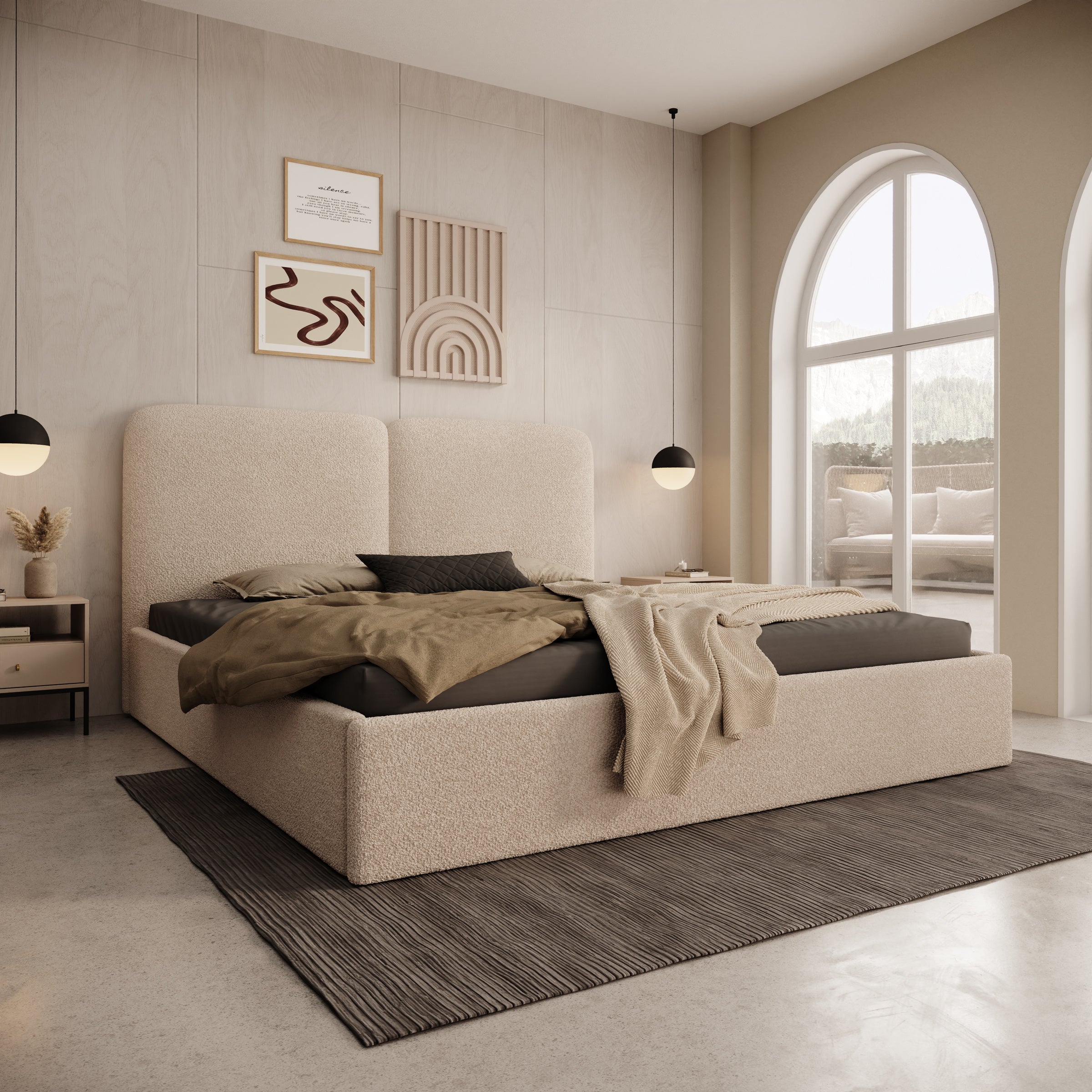 Hibrido - Tweepersoonsbed - Beige teddystof - 180x200 cm