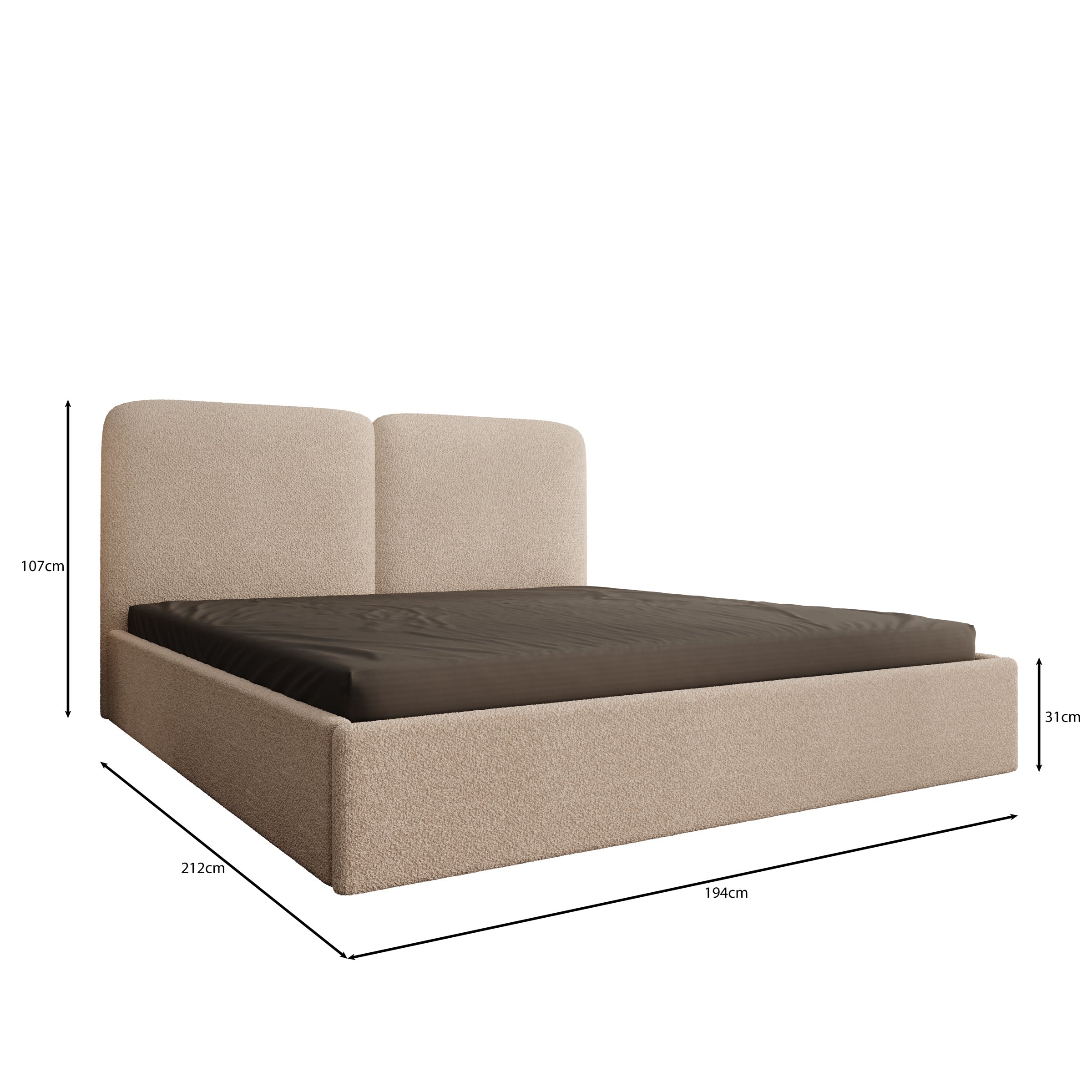 Hibrido - Tweepersoonsbed - Beige teddystof - 180x200 cm
